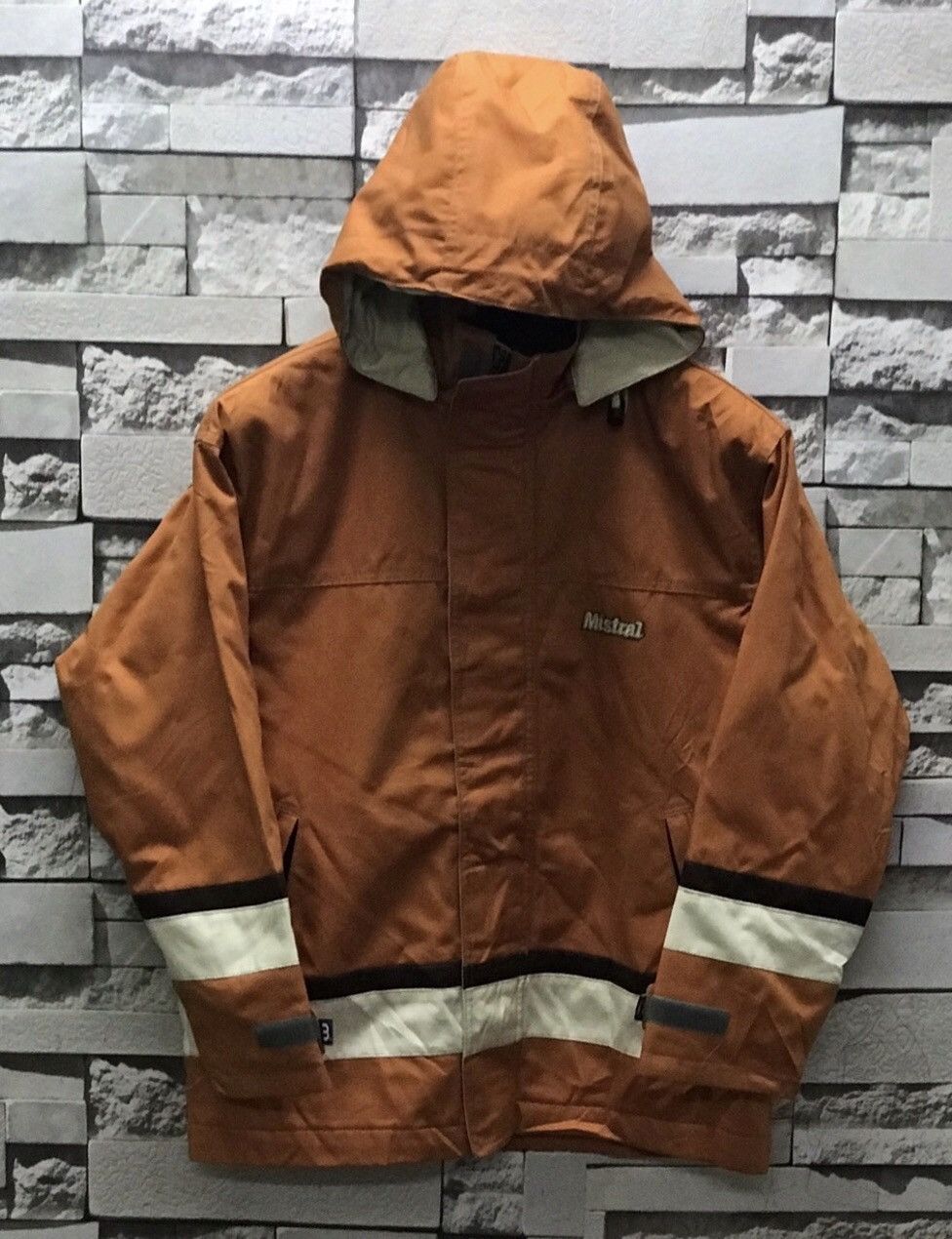image of Vintage Mistral Hooded Ski Jacket in Orange, Men's (Size Small)