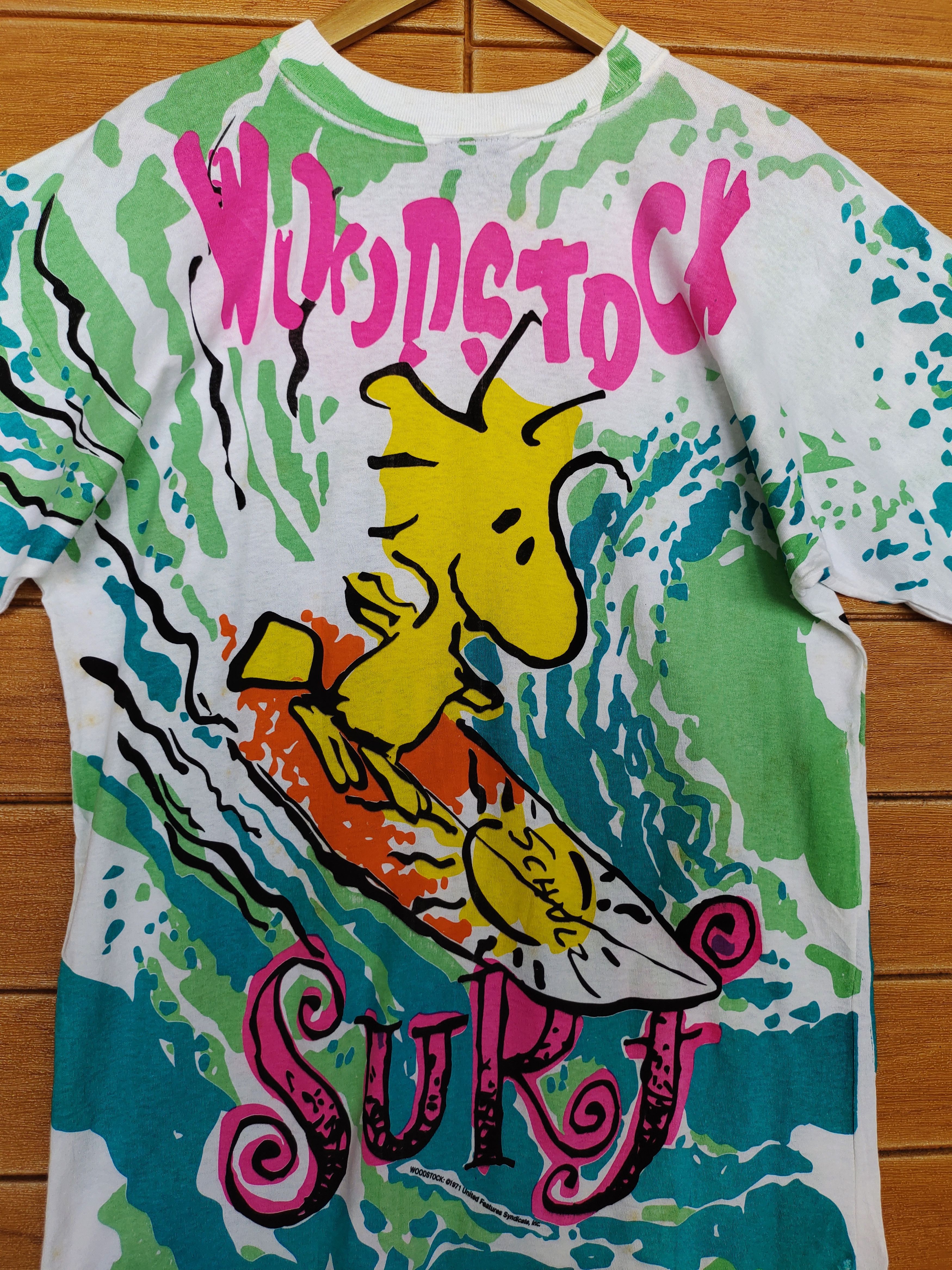 Cartoon Network Vintage 90s Woodstock Surf Mirror Print Ovp T Shirt Size US M / EU 48-50 / 2 - 13 Thumbnail