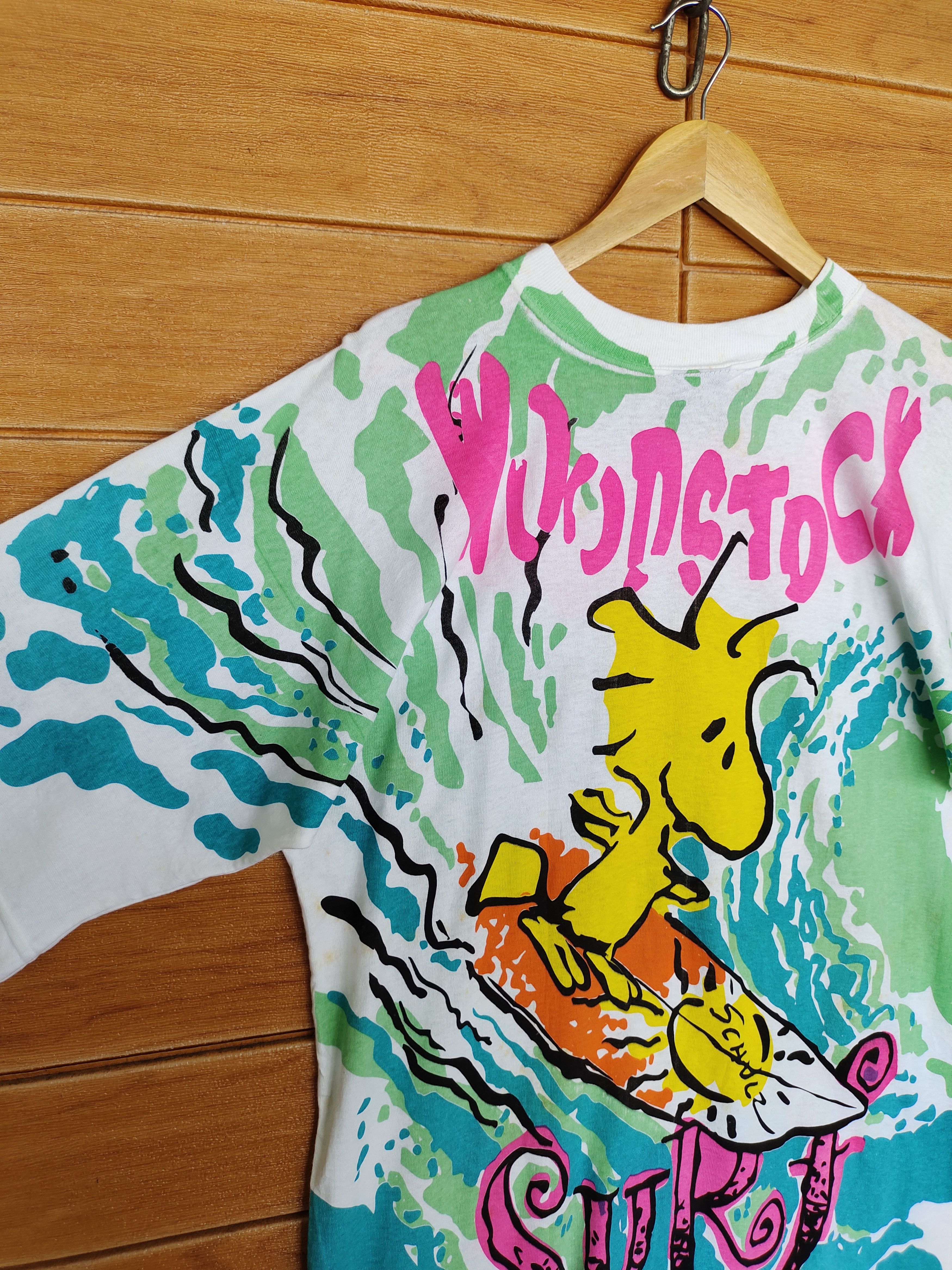 Cartoon Network Vintage 90s Woodstock Surf Mirror Print Ovp T Shirt Size US M / EU 48-50 / 2 - 11 Thumbnail