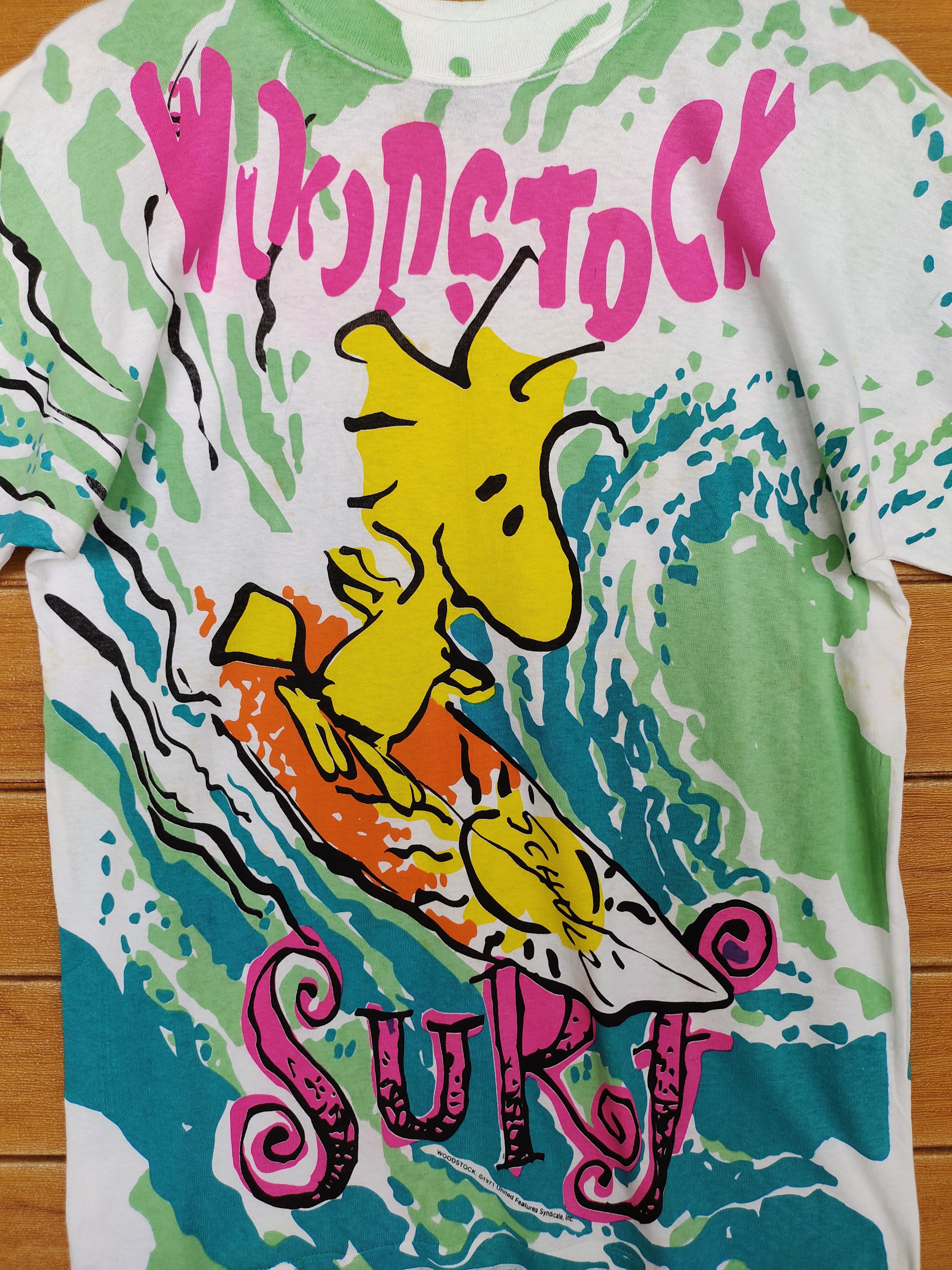 Cartoon Network Vintage 90s Woodstock Surf Mirror Print Ovp T Shirt Size US M / EU 48-50 / 2 - 5 Thumbnail