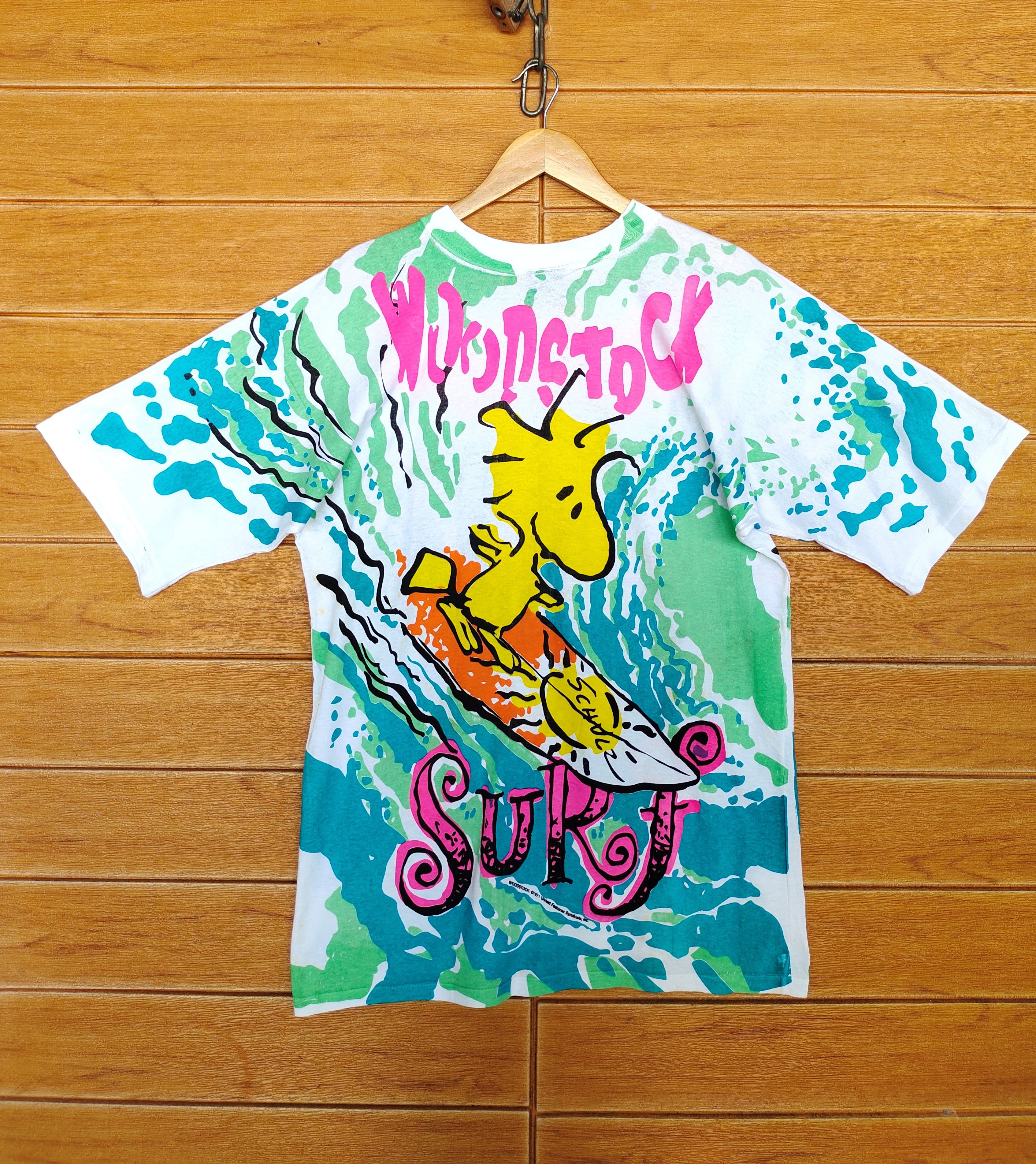 Cartoon Network Vintage 90s Woodstock Surf Mirror Print Ovp T Shirt Size US M / EU 48-50 / 2 - 10 Thumbnail