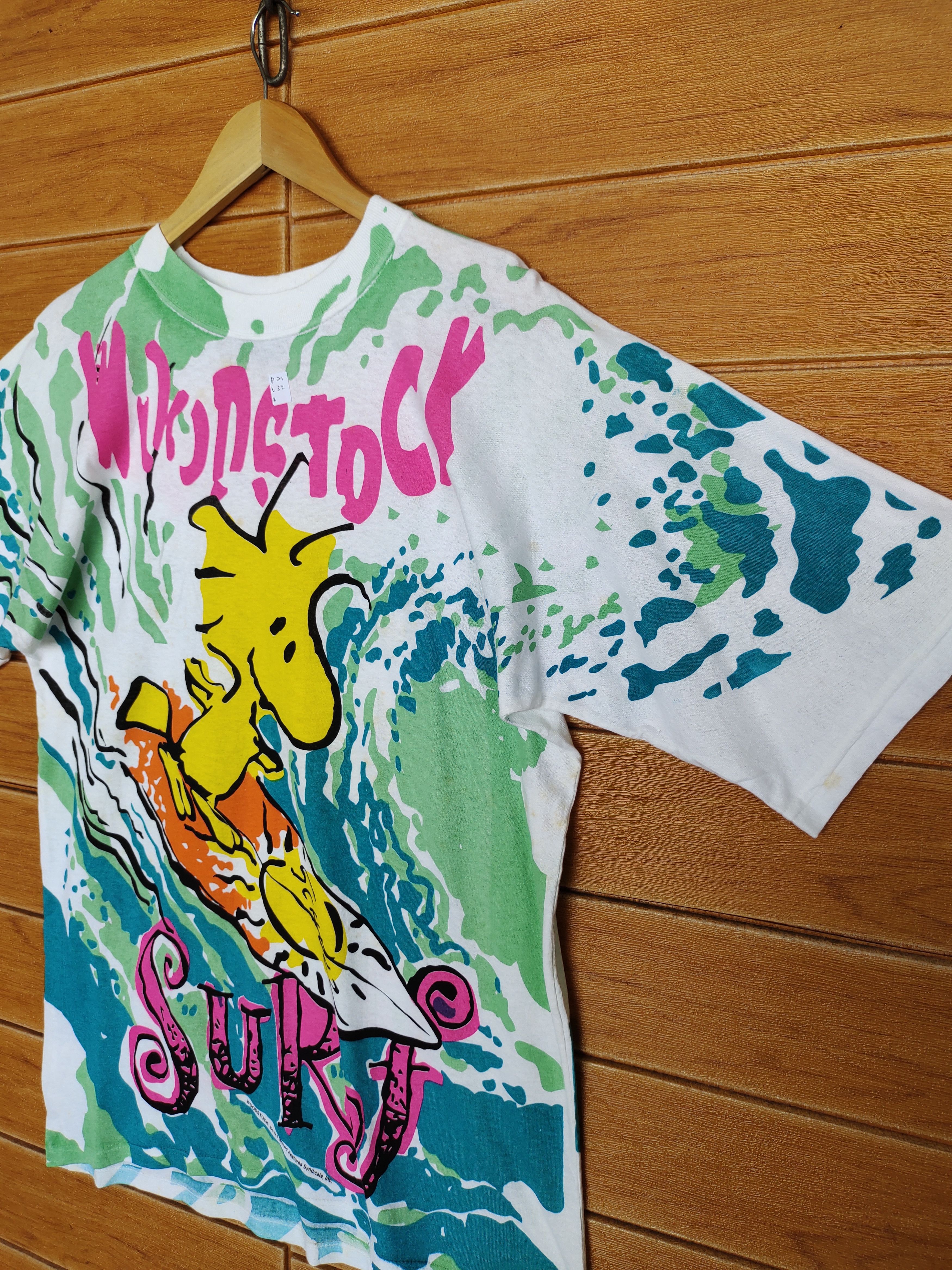Cartoon Network Vintage 90s Woodstock Surf Mirror Print Ovp T Shirt Size US M / EU 48-50 / 2 - 4 Thumbnail