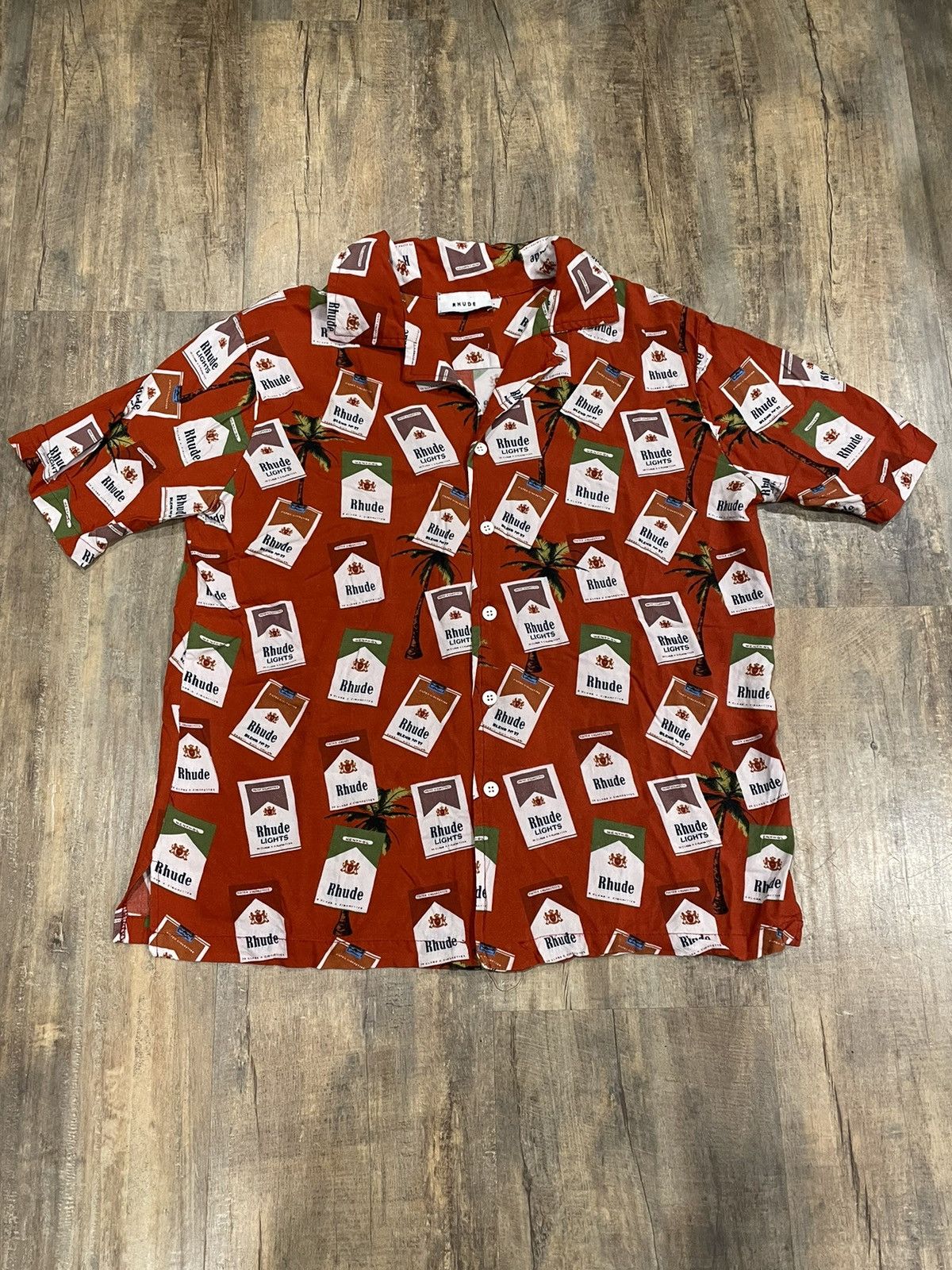 Rhude rare rhude cigarette marlboro logo red button up shirt grailed