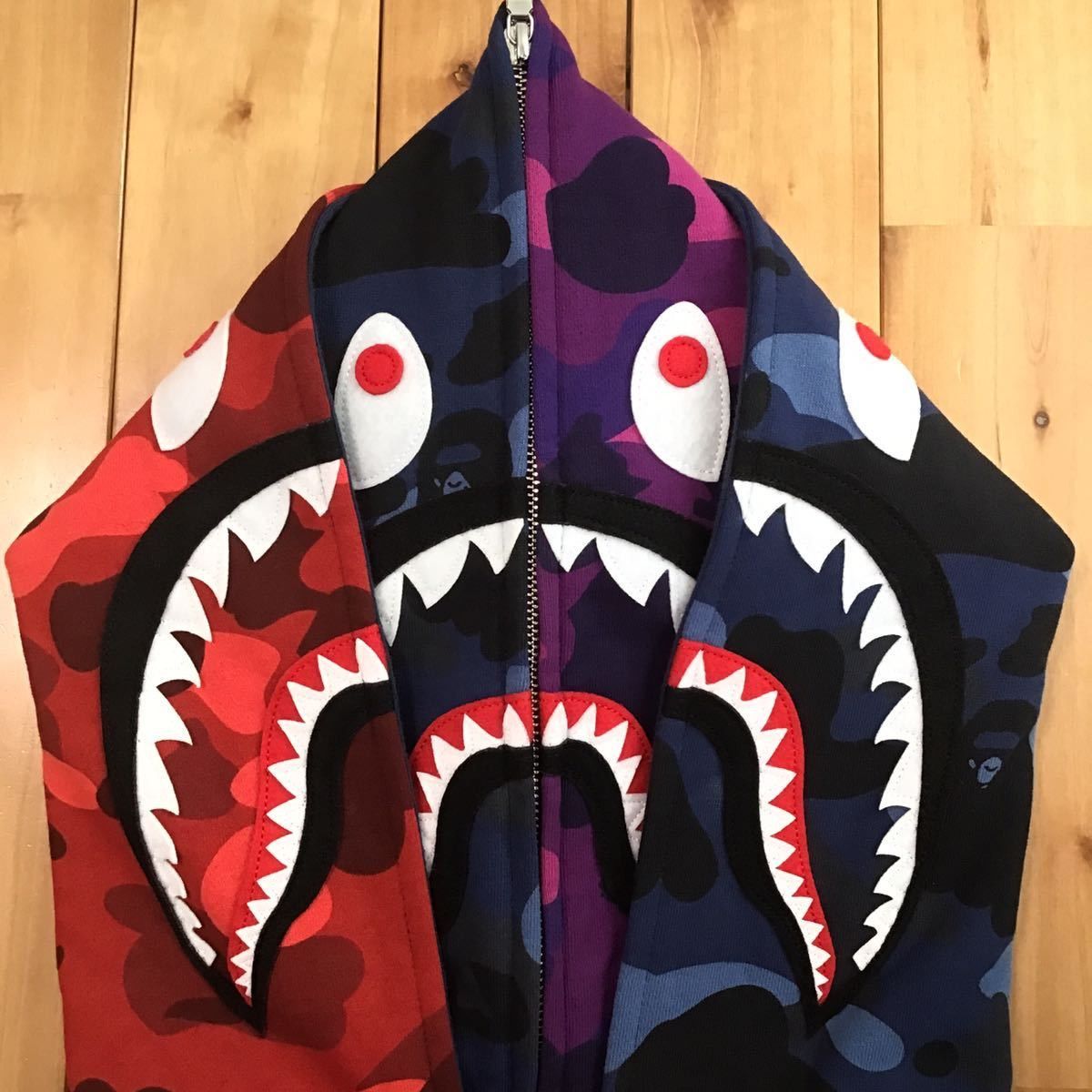 Bape BAPE Double shark full zip hoodie crazy camo a bathing ape Size US XXL / EU 58 / 5 - 3 Thumbnail