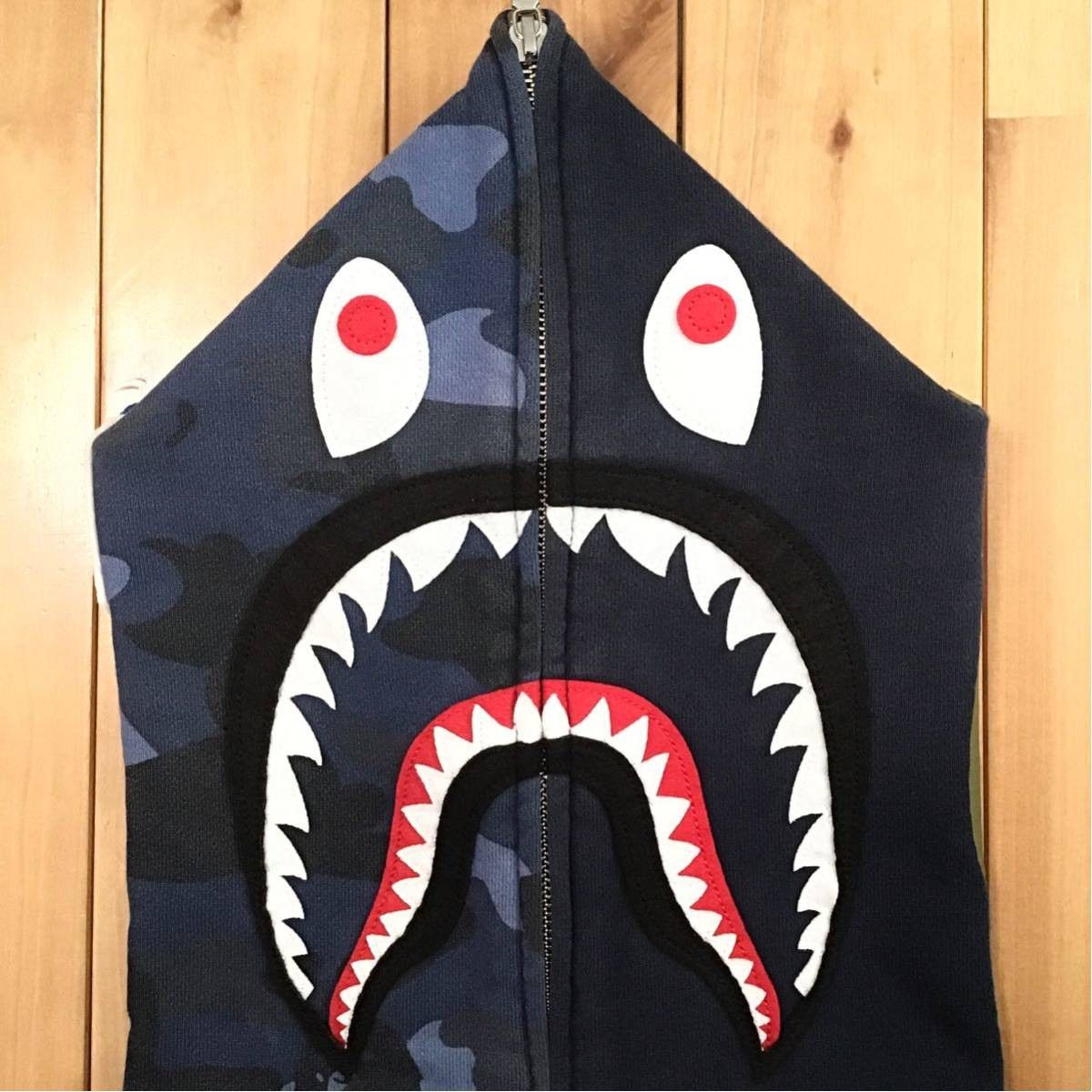 Bape BAPE Navy × Blue camo Shark full zip hoodie a bathing ape Size US M / EU 48-50 / 2 - 3 Thumbnail