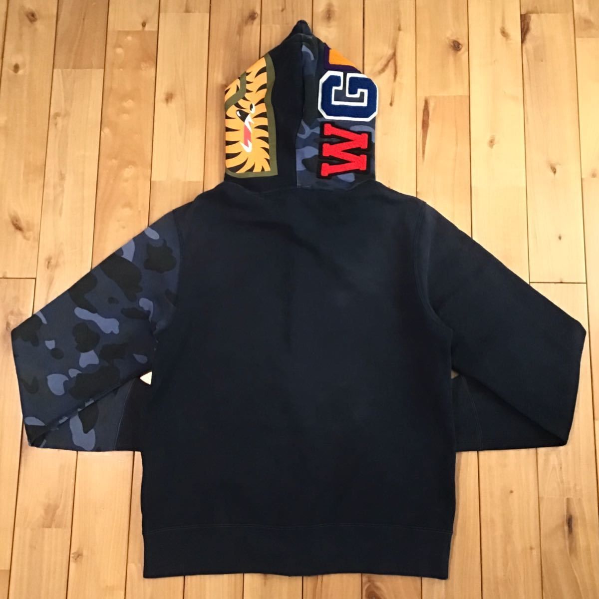 Bape BAPE Navy × Blue camo Shark full zip hoodie a bathing ape Size US M / EU 48-50 / 2 - 2 Thumbnail