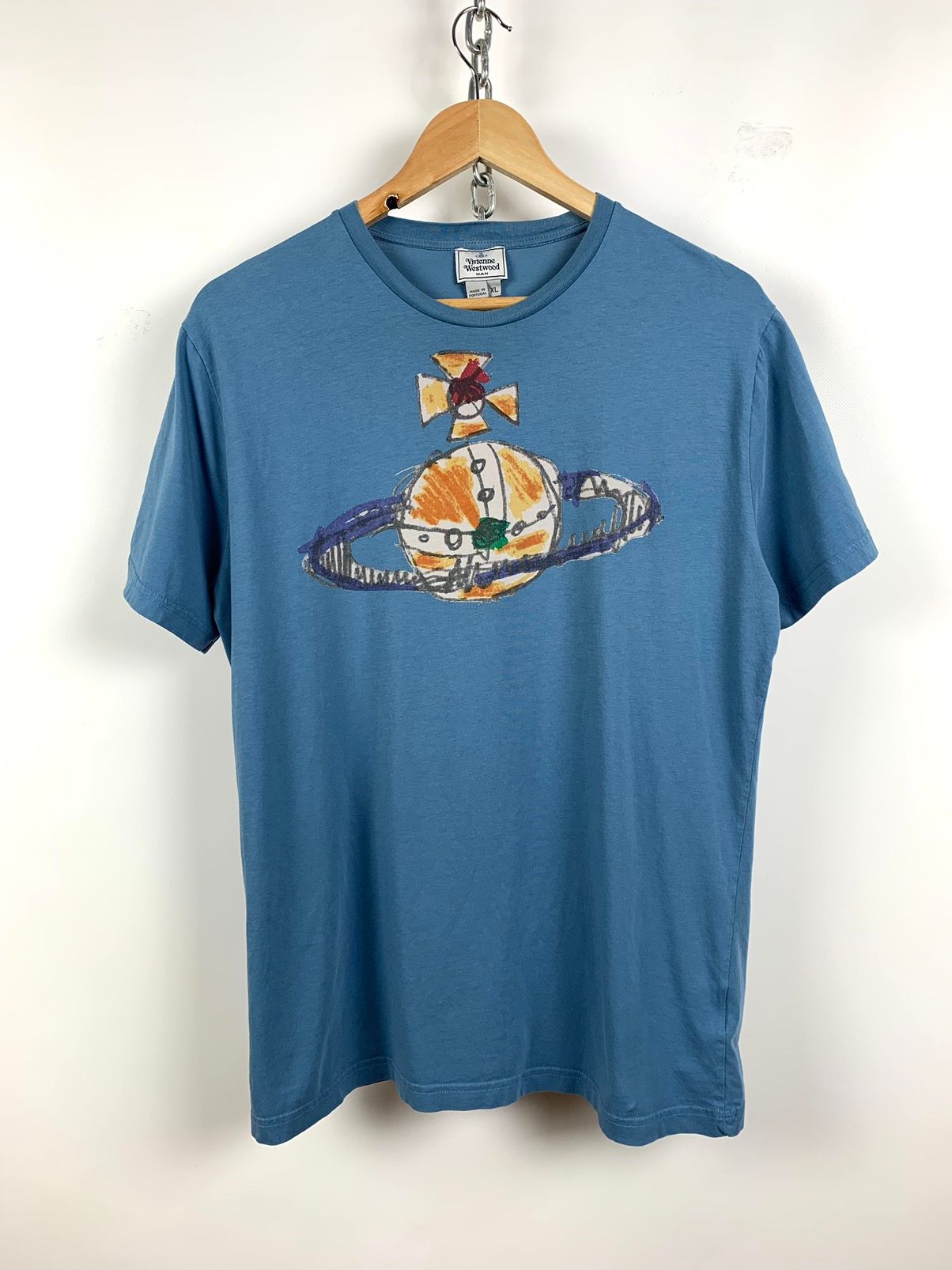 Pre-owned Vivienne Westwood Big Logo Art Blue T-shirt In Sky Blue