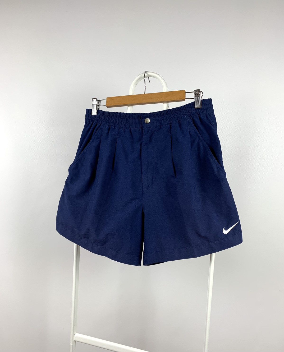 Pre-owned Nike X Vintage 90's Vintage Nike Swoosh Logo Shorts Travis Style In Blue