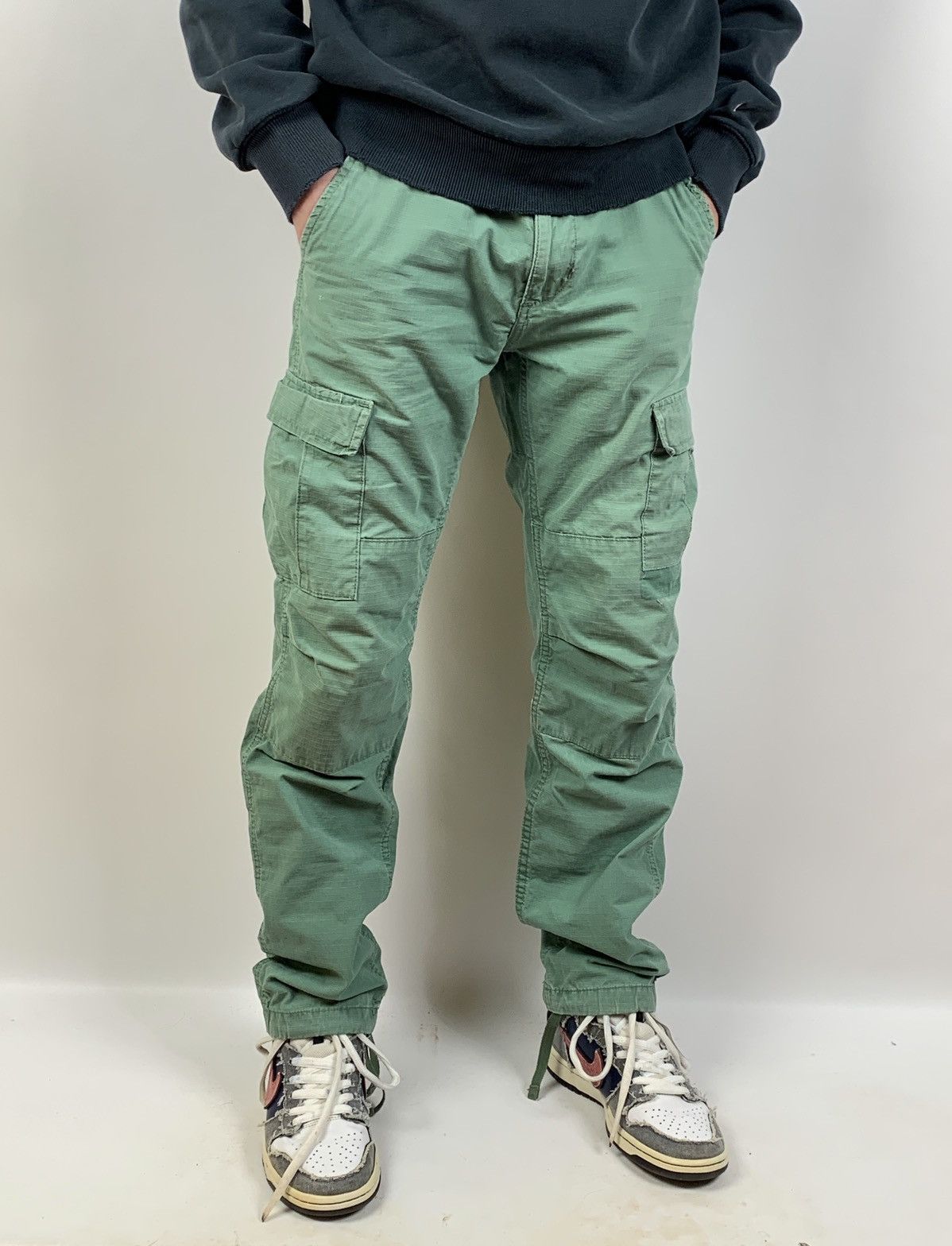 Carhartt Vintage Carhartt WIP Distressed Turquoise Cargo Pants Size US 30 / EU 46 - 2 Thumbnail