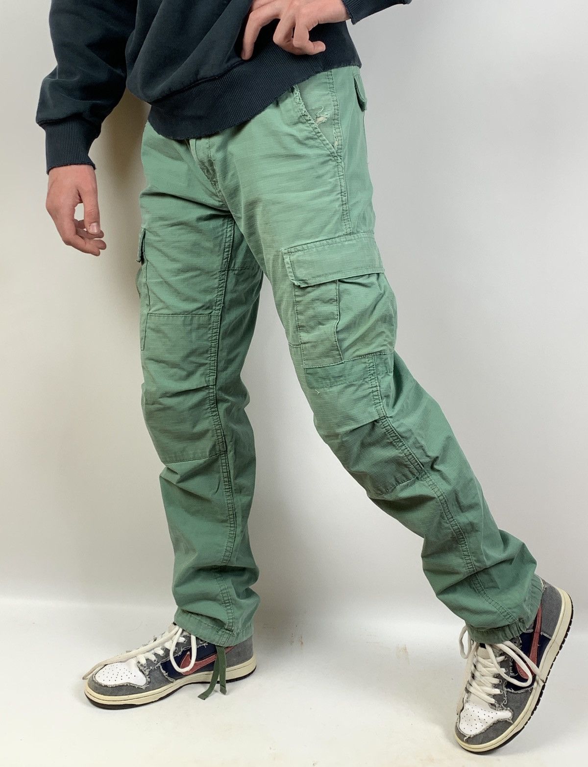 Carhartt Vintage Carhartt WIP Distressed Turquoise Cargo Pants Size US 30 / EU 46 - 4 Thumbnail