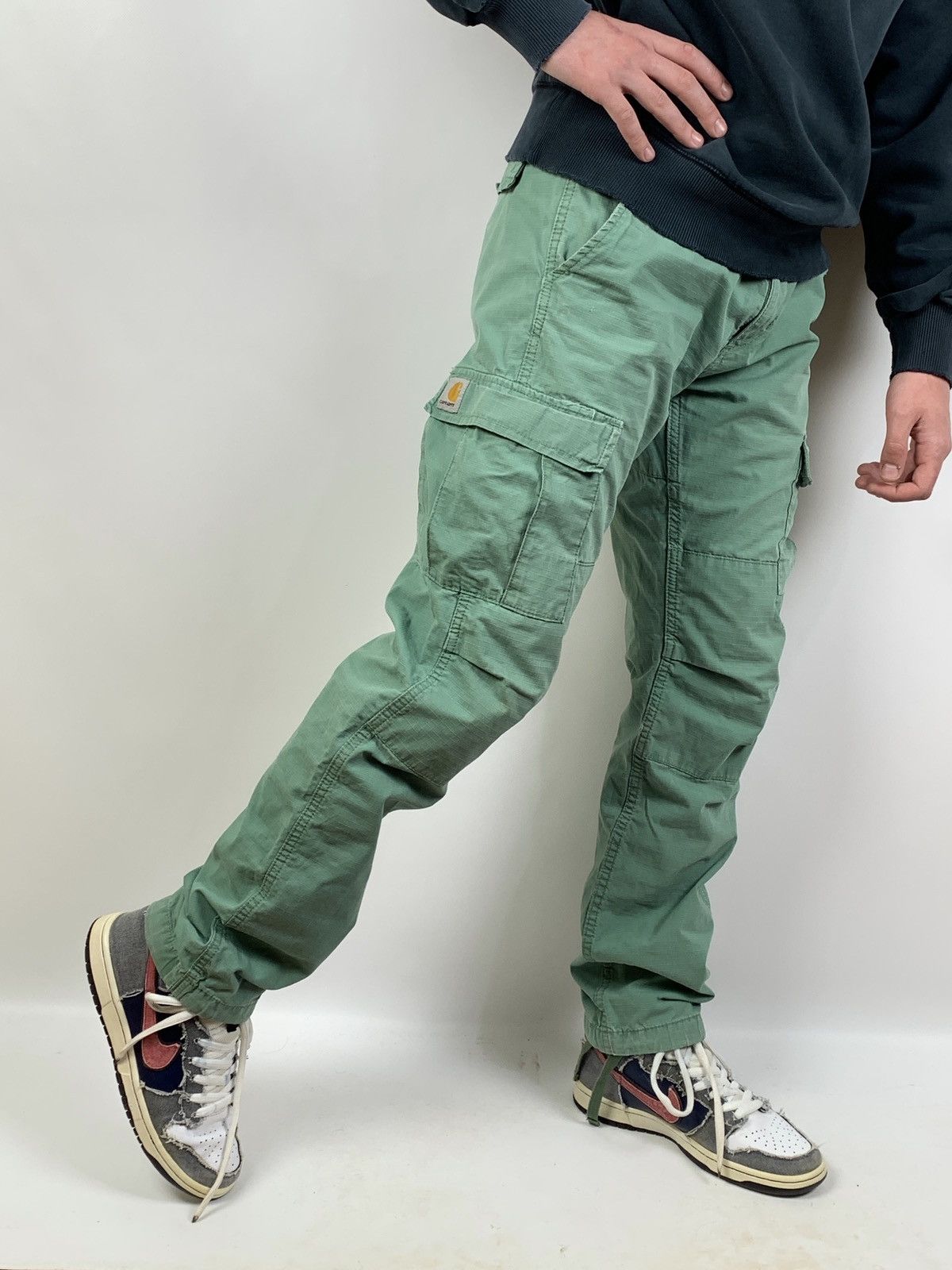 Carhartt Vintage Carhartt WIP Distressed Turquoise Cargo Pants Size US 30 / EU 46 - 3 Thumbnail