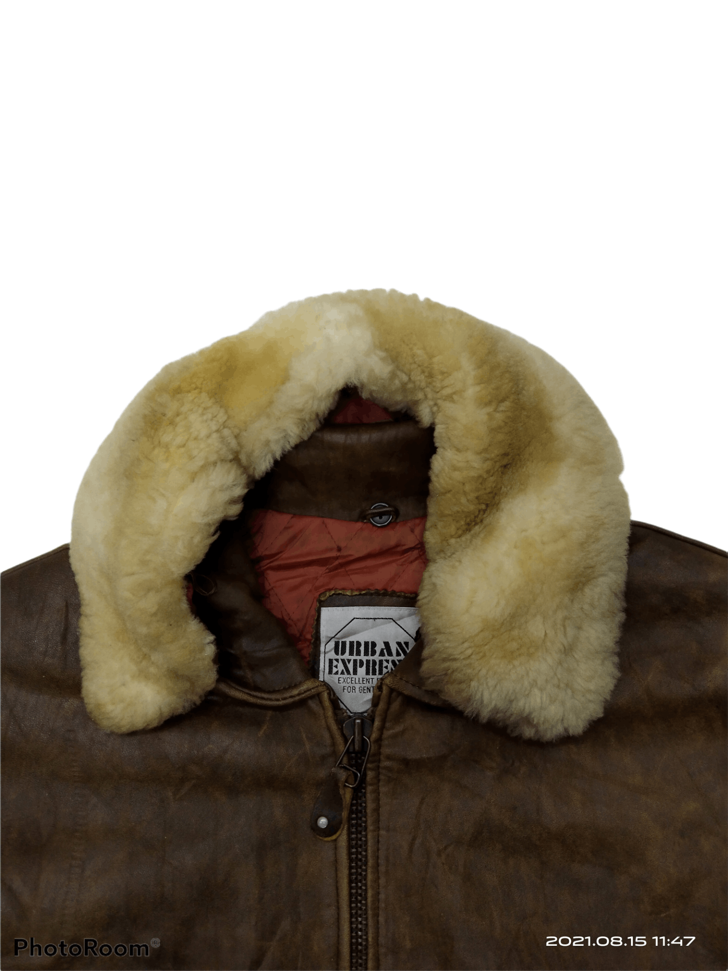 Vintage THRASHED URBAN EXPRESS BOMBER LEATHER JACKET Size US L / EU 52-54 / 3 - 6 Thumbnail