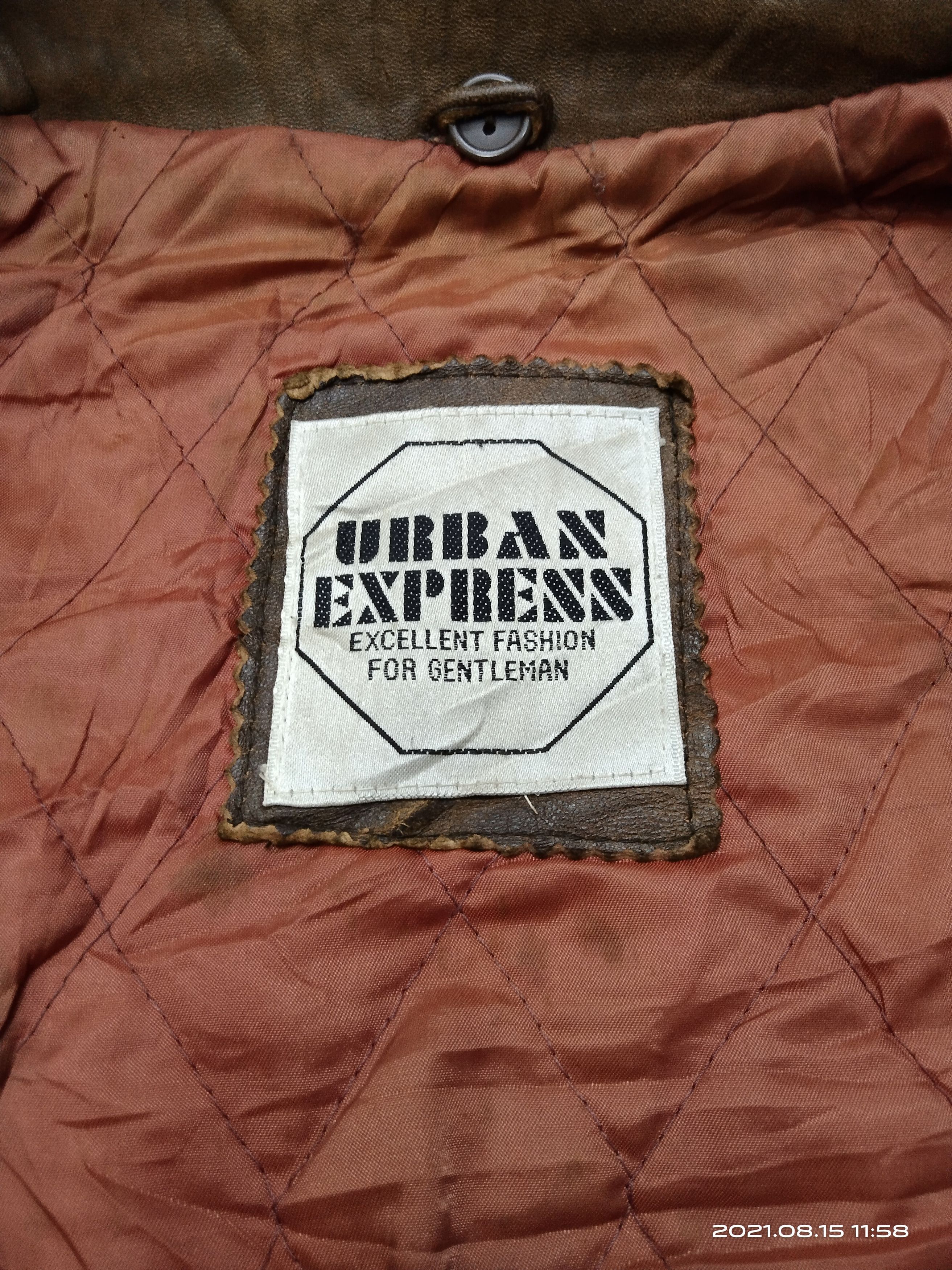 Vintage THRASHED URBAN EXPRESS BOMBER LEATHER JACKET Size US L / EU 52-54 / 3 - 9 Thumbnail
