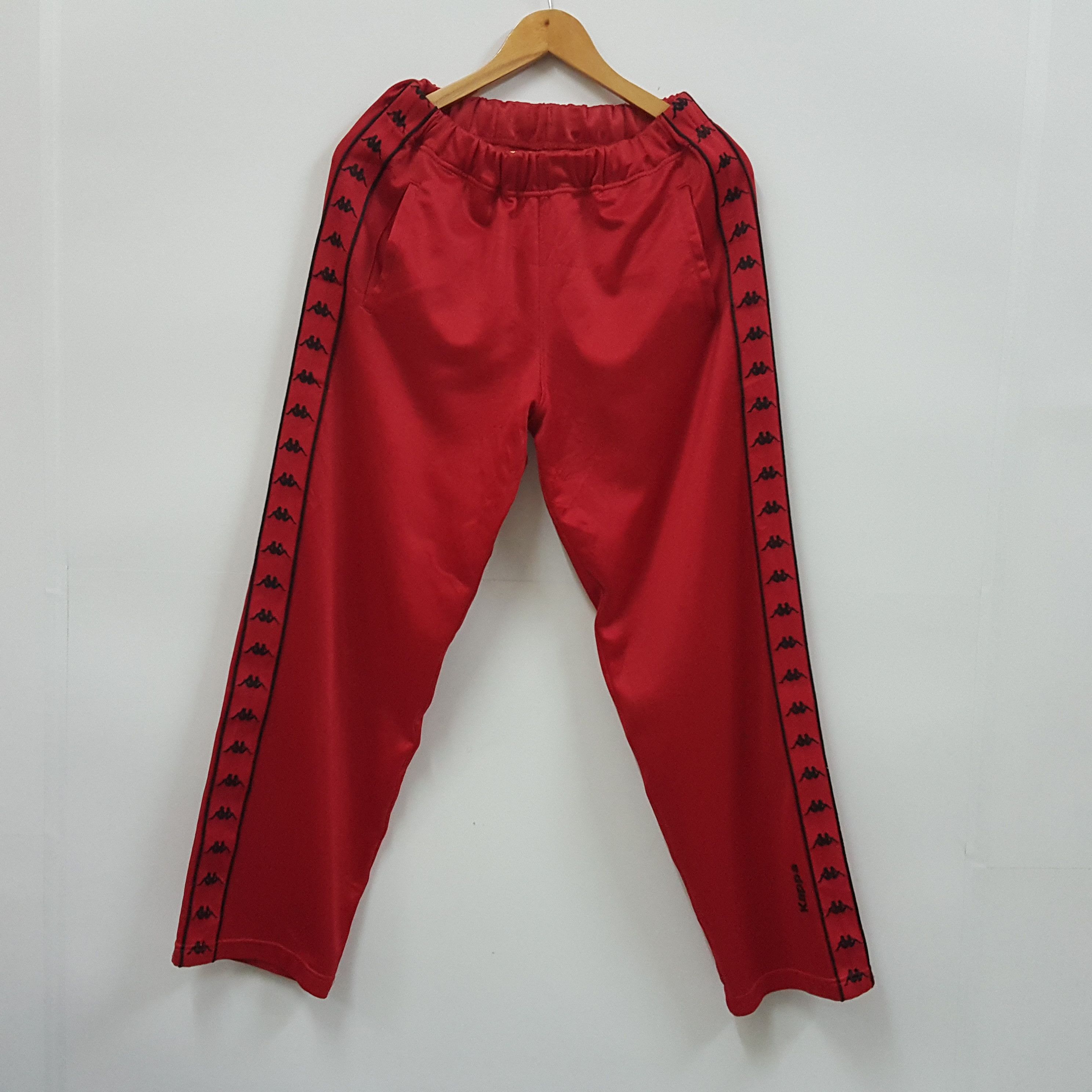 Kappa × Vintage Vintage 90's Kappa stripe logo red sweatpants made in japan Size US 35 - 1 Thumbnail