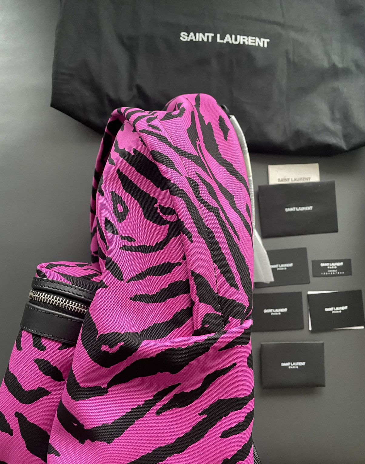 Hedi Slimane × Saint Laurent Paris × Yves Saint Laurent Brand NEW Sold Out Super Runway Iconic Tiger Print Backpack Size ONE SIZE - 15 Thumbnail