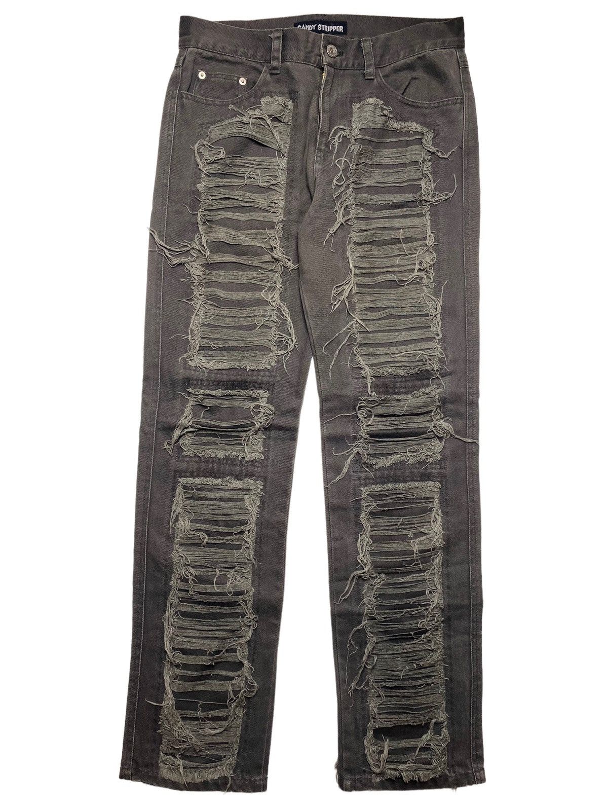 If Six Was Nine 1990s Candy Stripper - Crust Punk Mummy Denim Pants Size US 29 - 1 Thumbnail