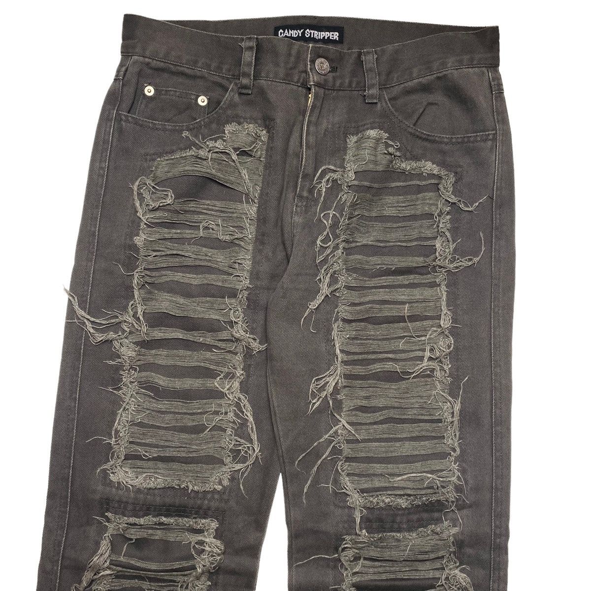 If Six Was Nine 1990s Candy Stripper - Crust Punk Mummy Denim Pants Size US 29 - 4 Thumbnail