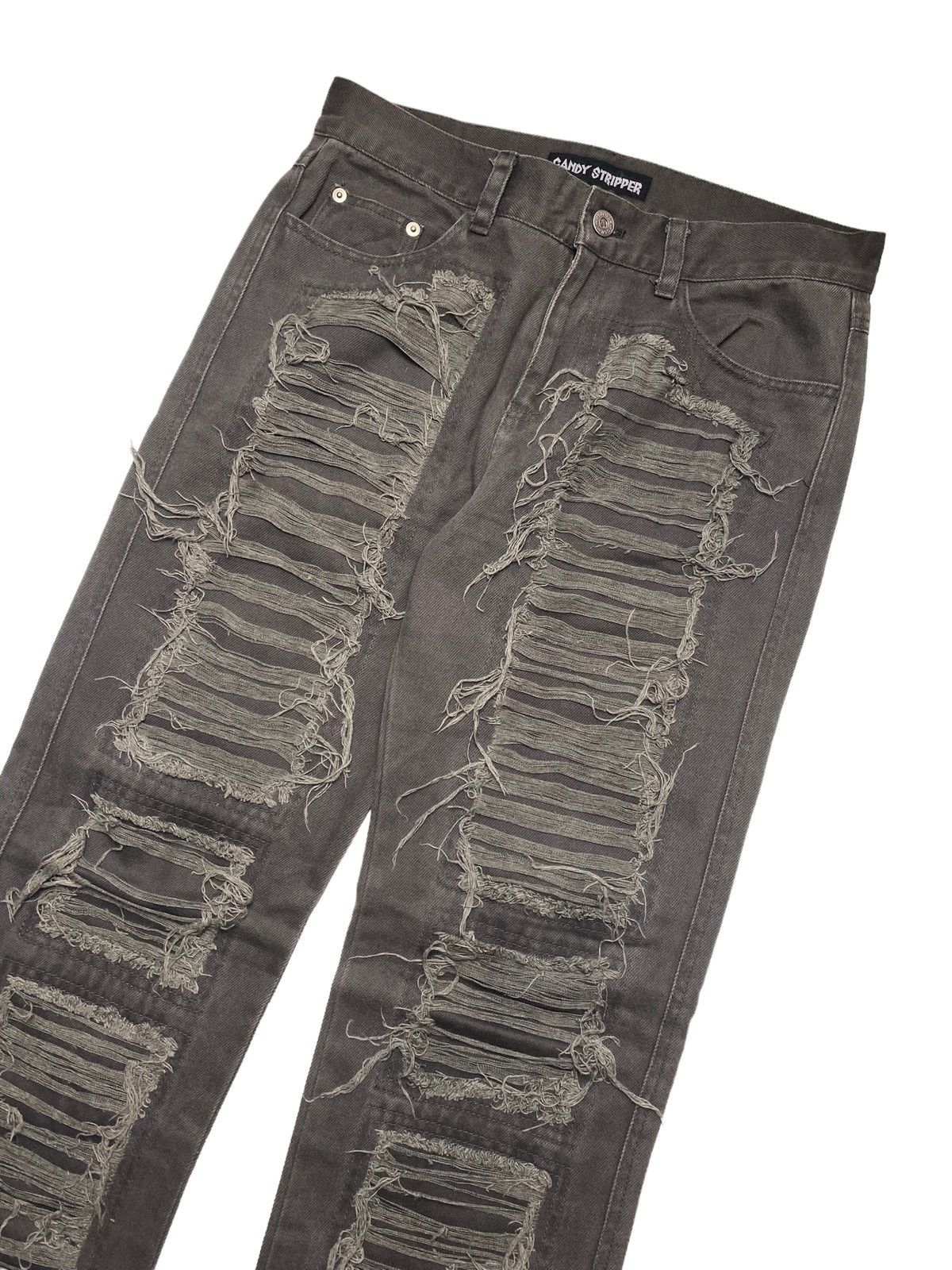 If Six Was Nine 1990s Candy Stripper - Crust Punk Mummy Denim Pants Size US 29 - 3 Thumbnail