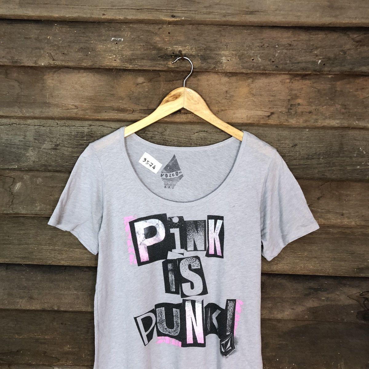 Seditionaries × Volcom Pink Is Punk volcom Grey Short Sleeve Tshirt #3574 Size M / US 6-8 / IT 42-44 - 2 Thumbnail
