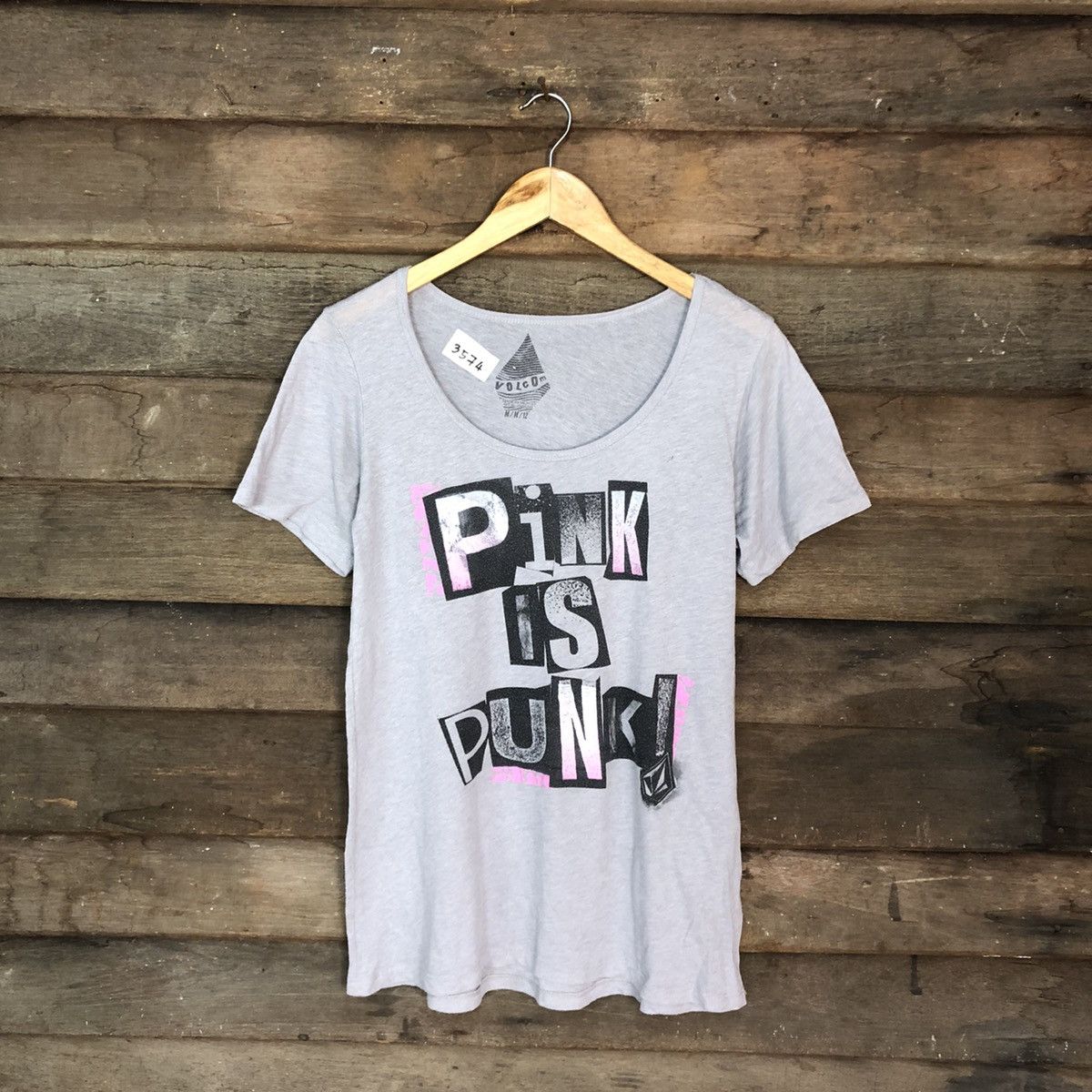Seditionaries × Volcom Pink Is Punk volcom Grey Short Sleeve Tshirt #3574 Size M / US 6-8 / IT 42-44 - 3 Thumbnail