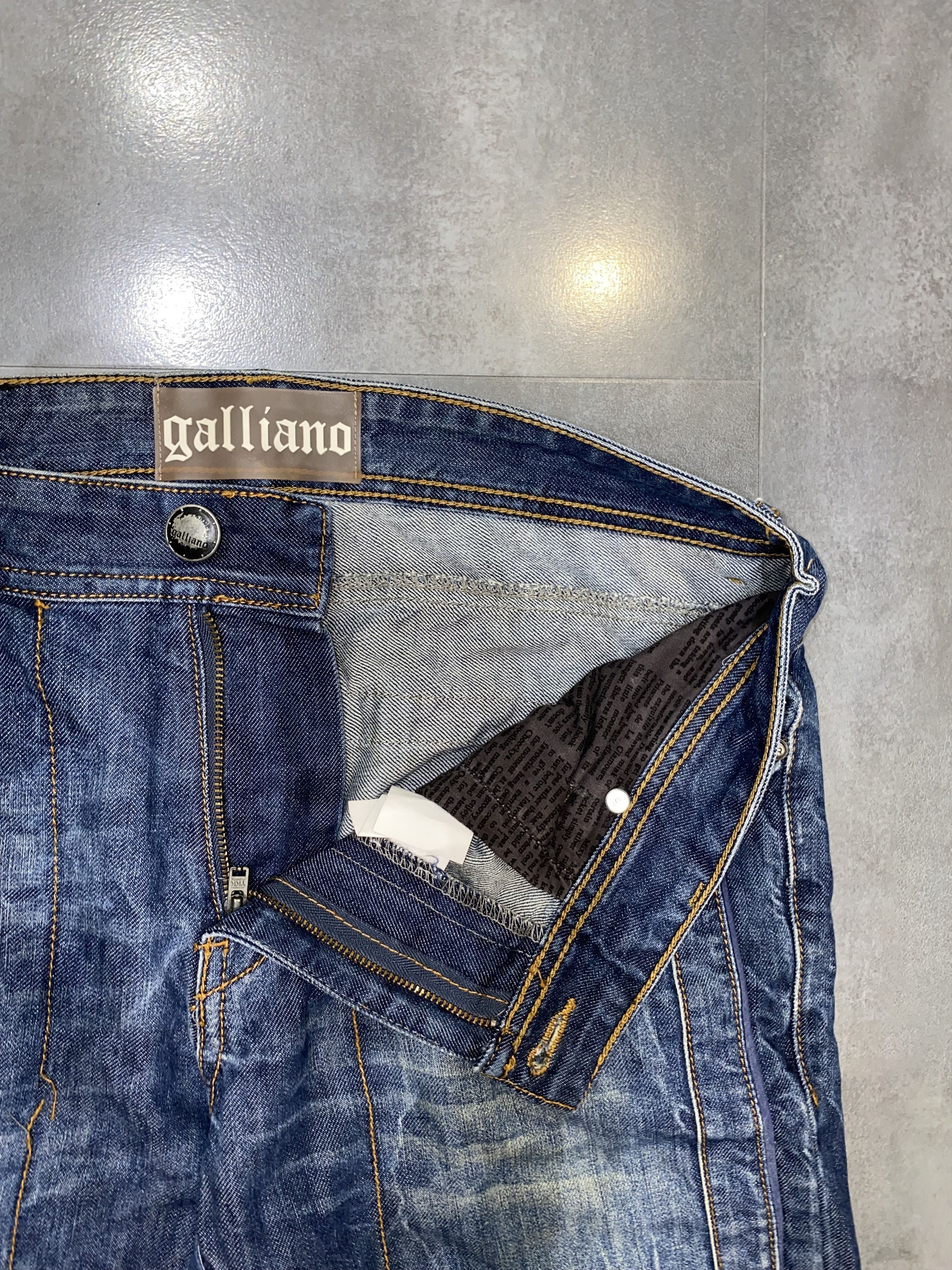 John Galliano Galliano Distressed Zipped Denim Biker Pants Size US 30 / EU 46 - 12 Thumbnail