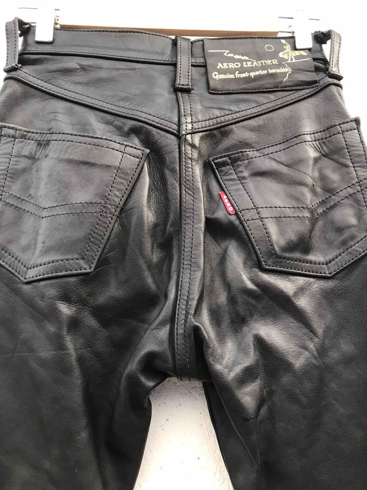 Side Lace Up Mens Leather Biker Pants Vintage Aero Leather Pants