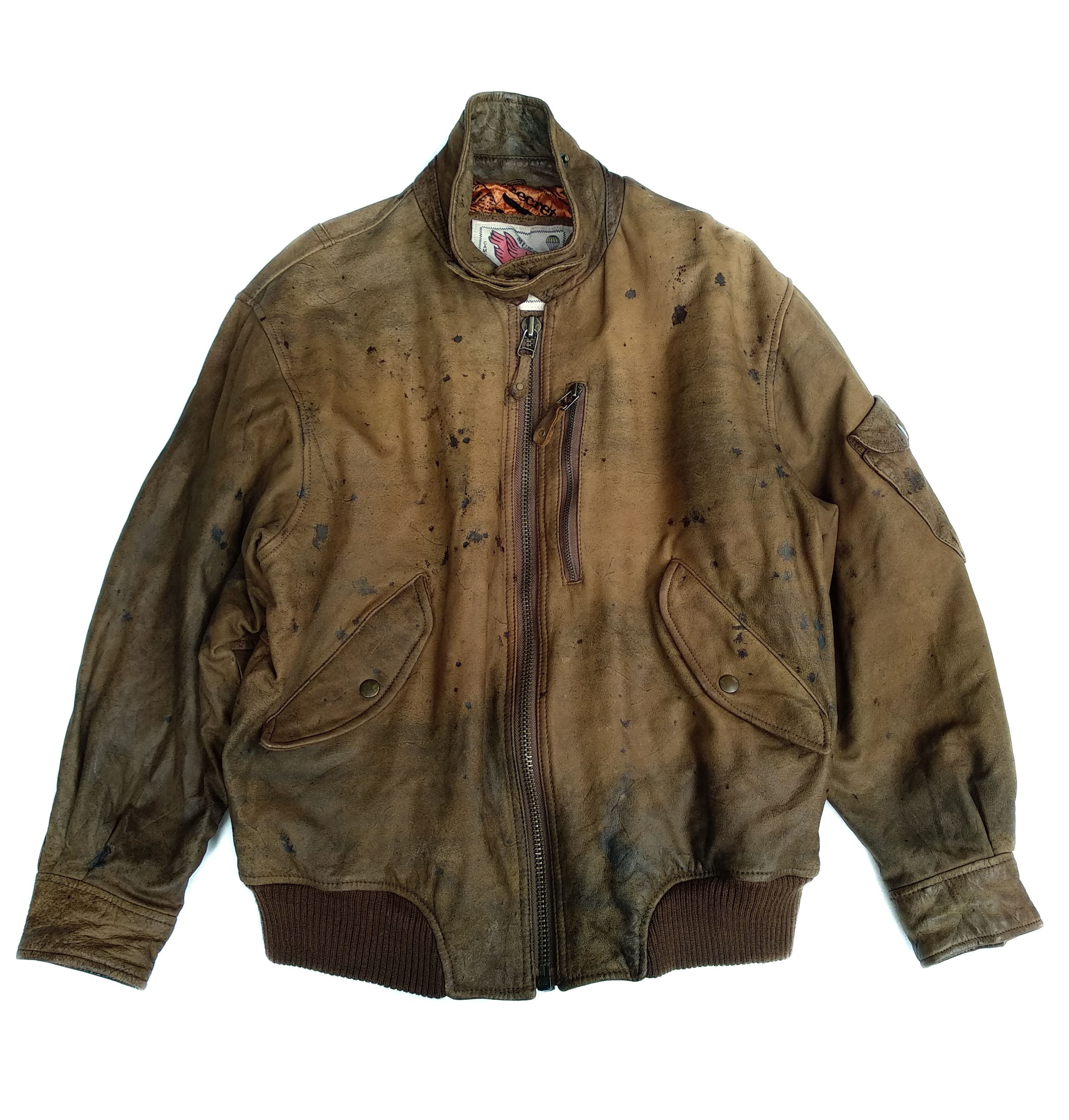 image of A2 Flyers Leather x Leather Jacket Vintage Muw Co. Type A2 Leather Jacket in Brown Leather (Size La