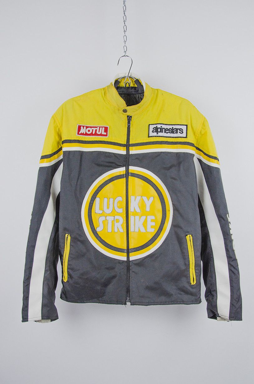 image of Moto x Racing Lucky Strike 90's Vintage Racing Jacket in Black Yellow, Men's (Size XL)