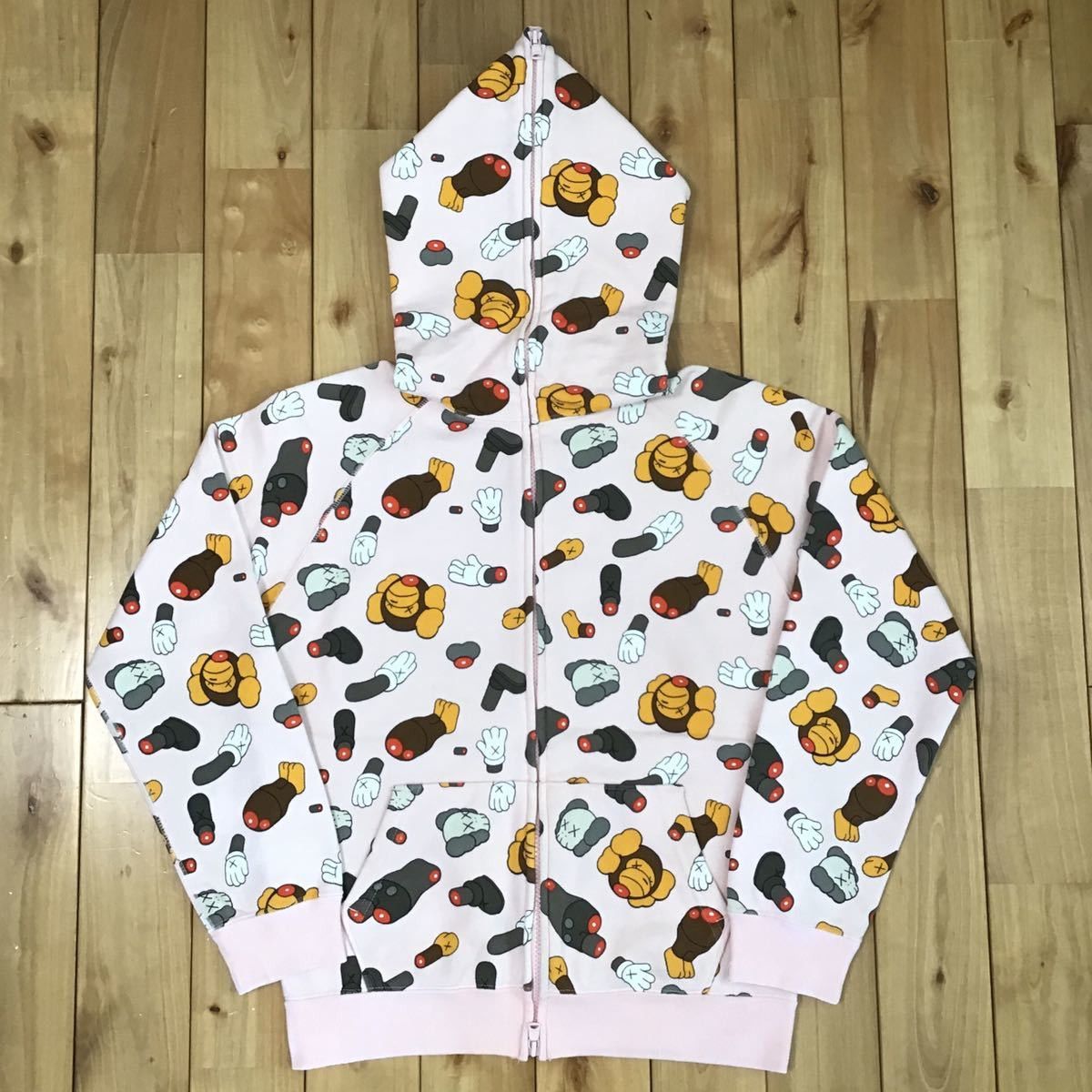 image of Bape × Kaws Milo Companion Full Zip Hoodie Pink, Women's (Size Small)