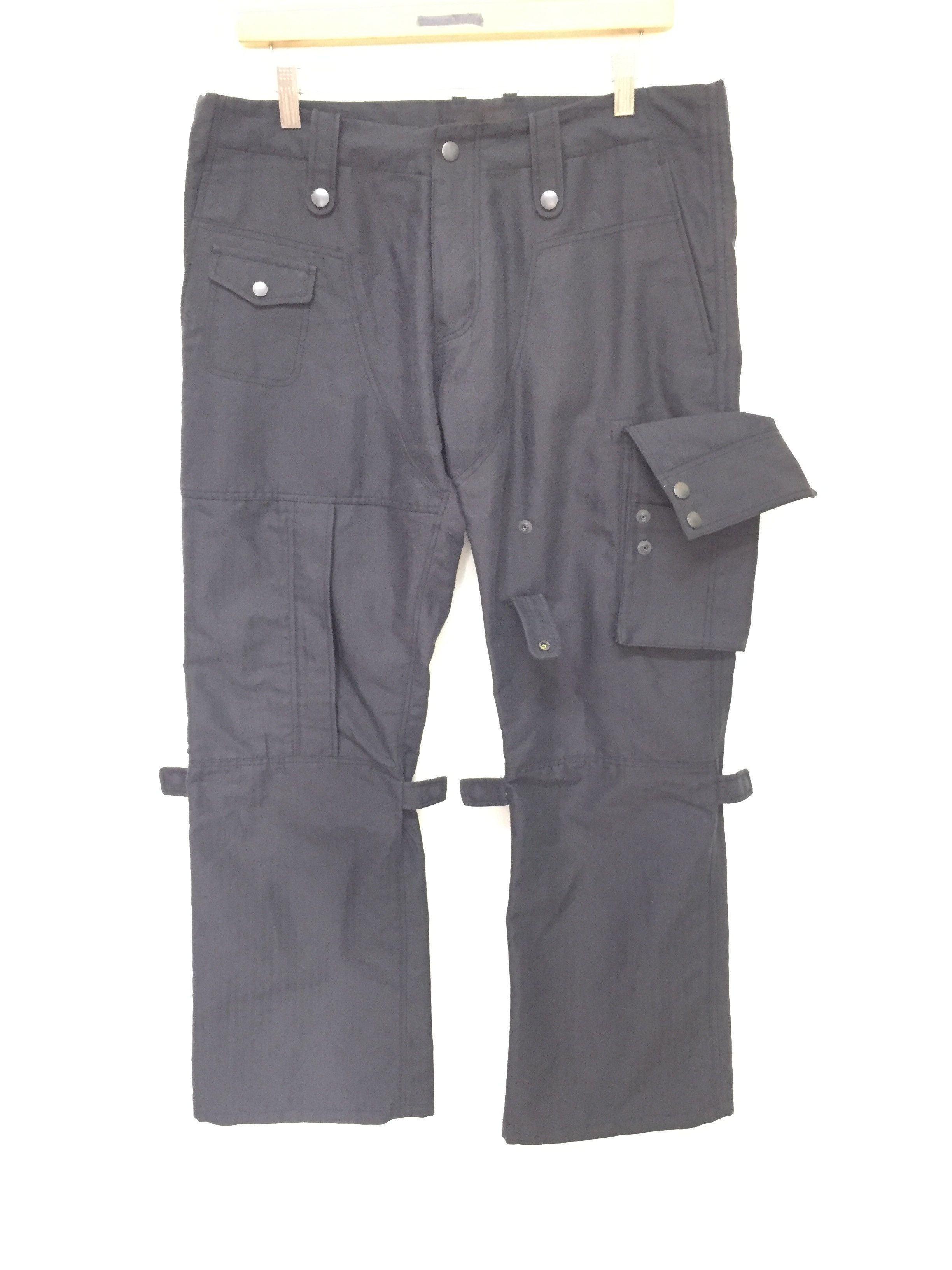 Japanese Brand × Kiminori Morishita × Tete Homme herringbone gas mask 3D Pocket bondage cargos flare pants Size US 35 - 2 Thumbnail