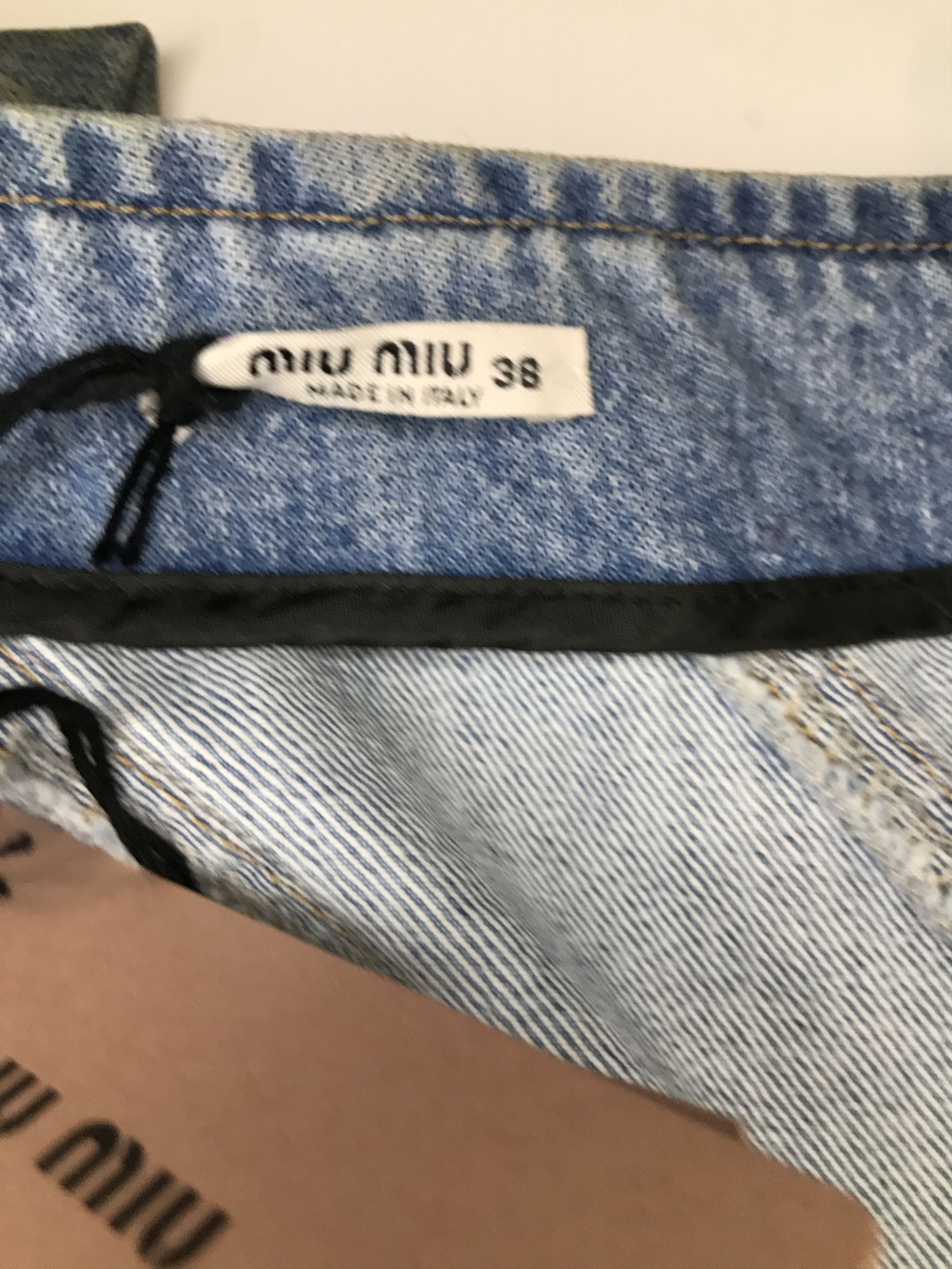 Miu Miu Miu Miu Denim Bow Mini Skirt (0732) Size 26" / US 2 / IT 38 - 13 Thumbnail