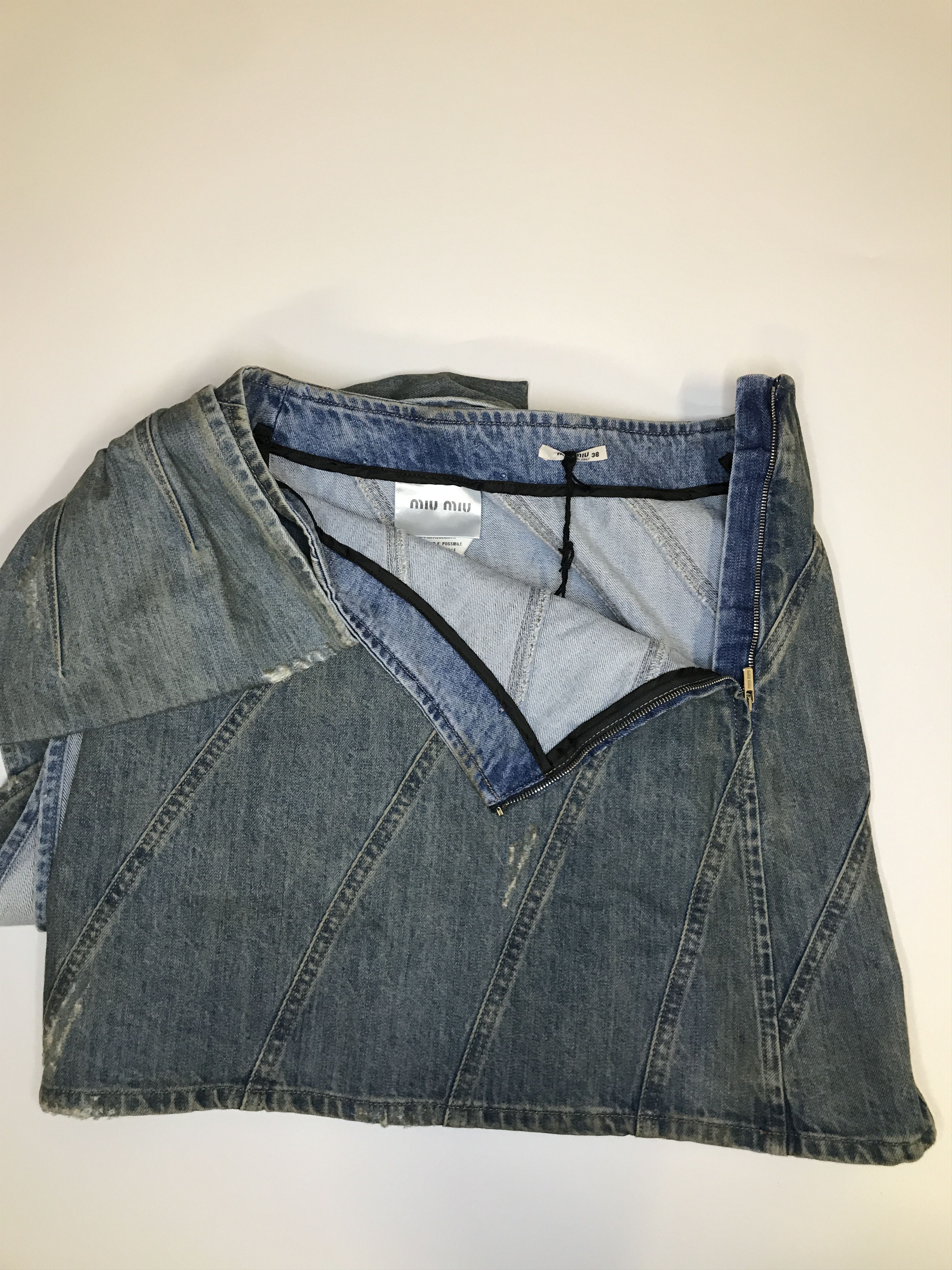 Miu Miu Miu Miu Denim Bow Mini Skirt (0732) Size 26" / US 2 / IT 38 - 12 Thumbnail
