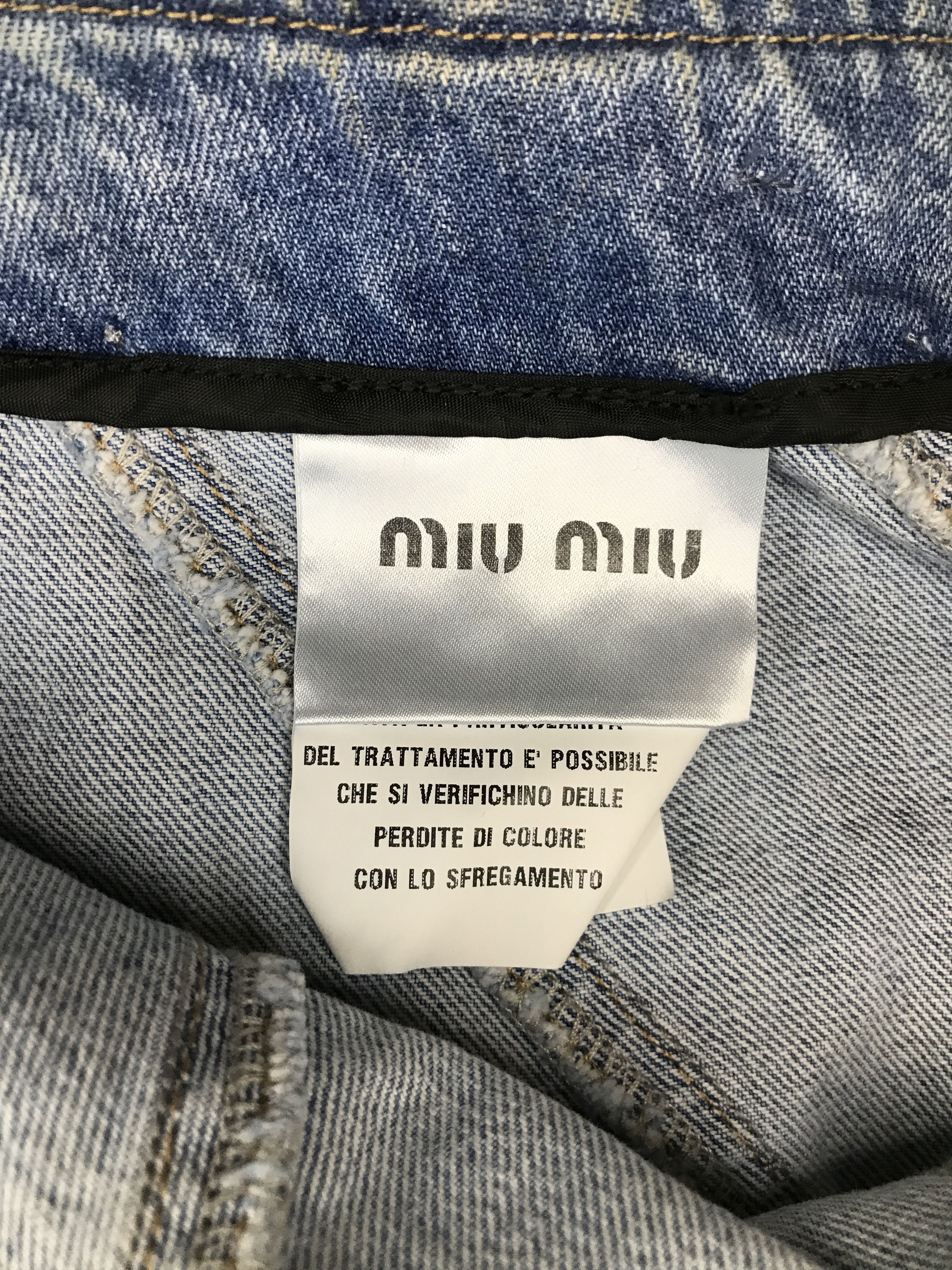 Miu Miu Miu Miu Denim Bow Mini Skirt (0732) Size 26" / US 2 / IT 38 - 14 Thumbnail