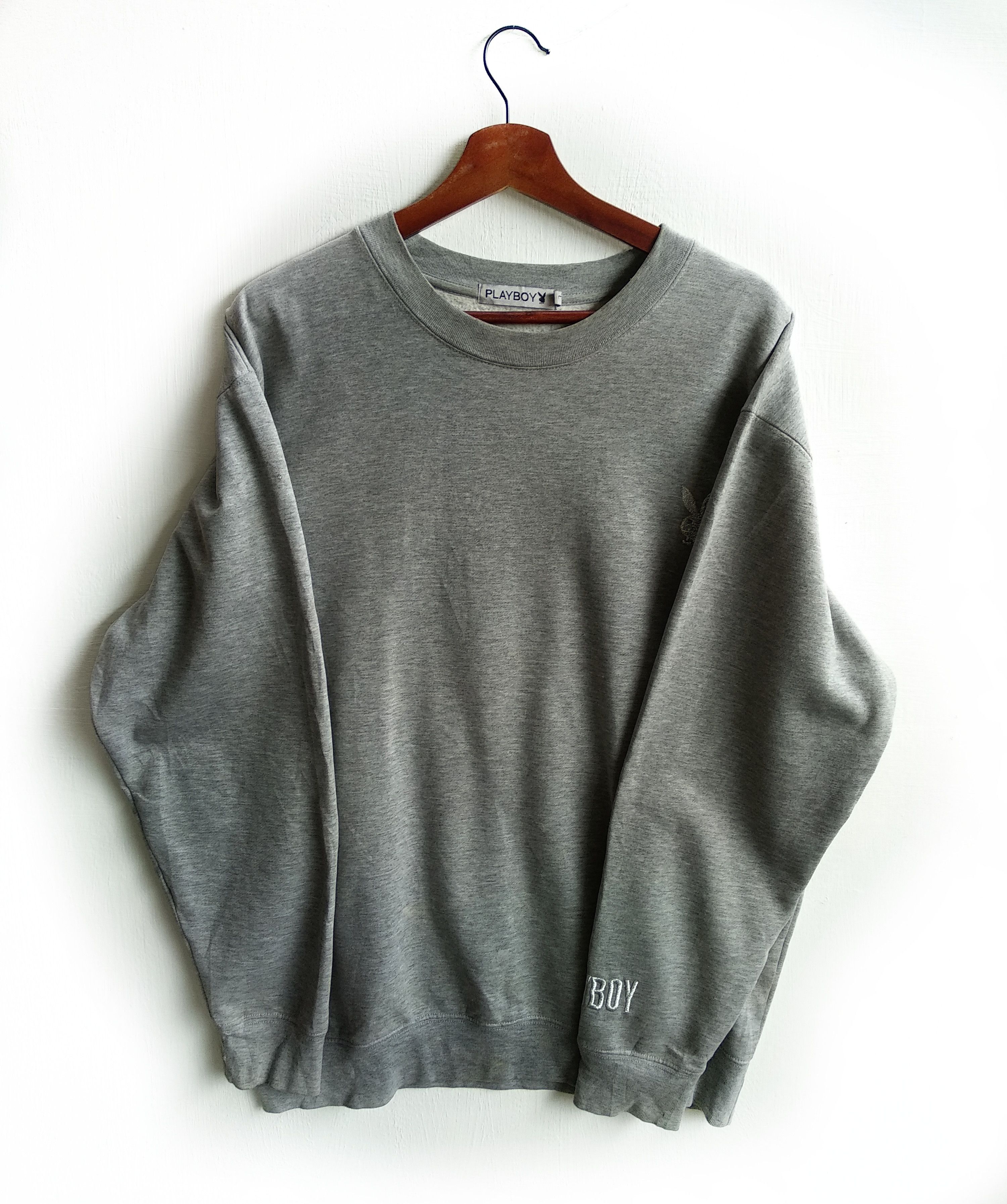Playboy Vintage Playboy Big Logo Sweatshirt/Size L/Gray Colour Size US L / EU 52-54 / 3 - 3 Thumbnail
