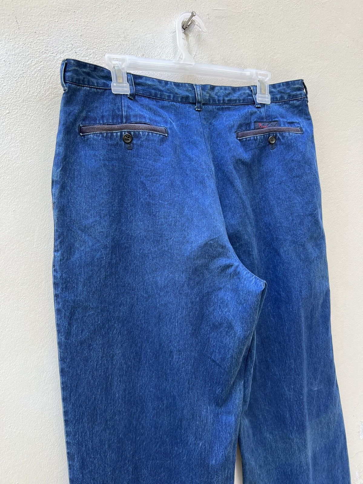 Mademoiselle Non Non Vintage Papas Japan Sun Faded Indigo Blue Baggy Chinos Pant Size US 34 / EU 50 - 13 Thumbnail