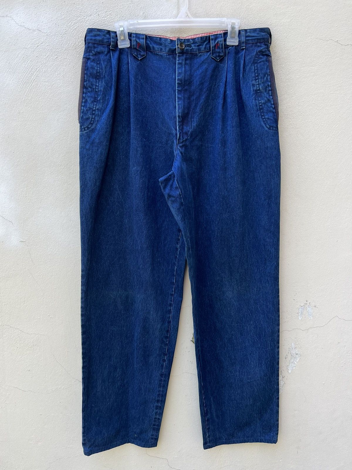 Mademoiselle Non Non Vintage Papas Japan Sun Faded Indigo Blue Baggy Chinos Pant Size US 34 / EU 50 - 6 Thumbnail