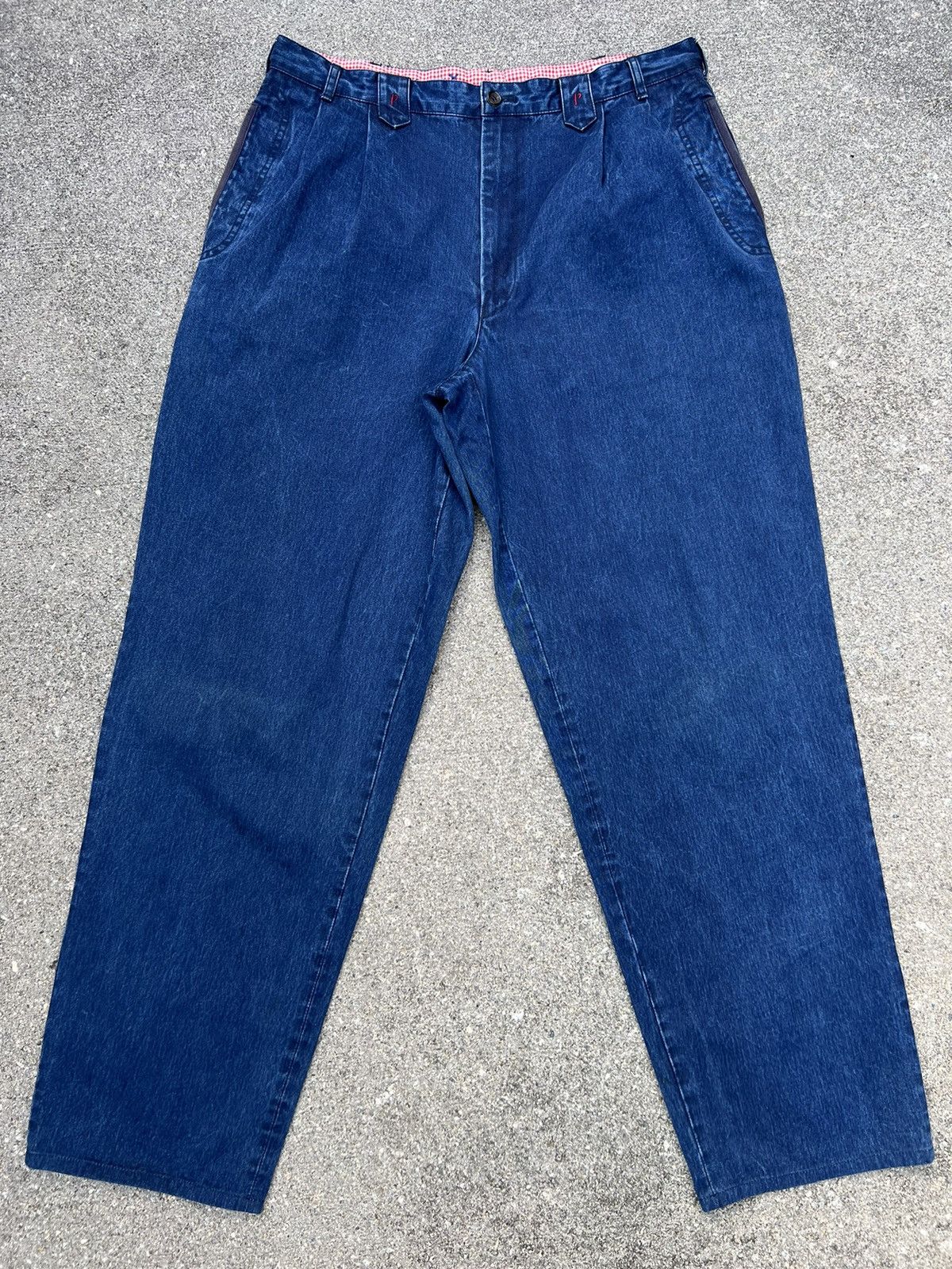 Mademoiselle Non Non Vintage Papas Japan Sun Faded Indigo Blue Baggy Chinos Pant Size US 34 / EU 50 - 1 Thumbnail
