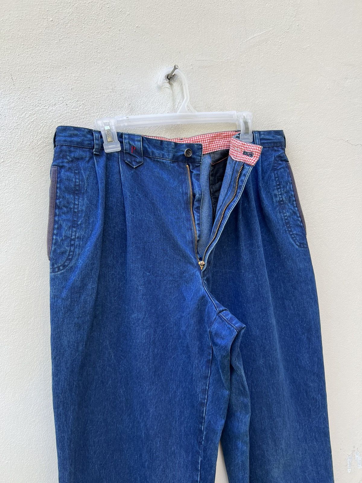 Mademoiselle Non Non Vintage Papas Japan Sun Faded Indigo Blue Baggy Chinos Pant Size US 34 / EU 50 - 7 Thumbnail