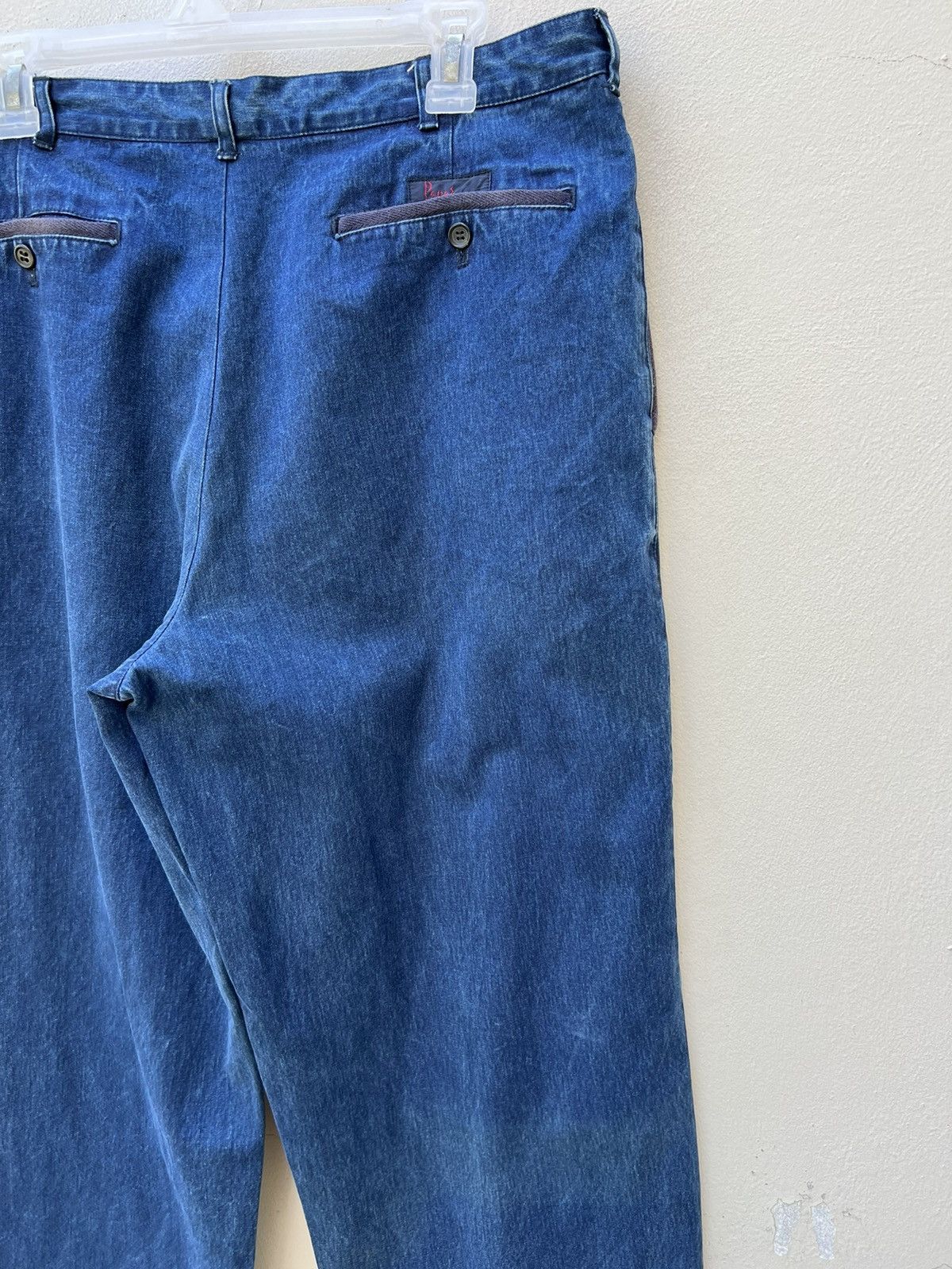 Mademoiselle Non Non Vintage Papas Japan Sun Faded Indigo Blue Baggy Chinos Pant Size US 34 / EU 50 - 15 Thumbnail