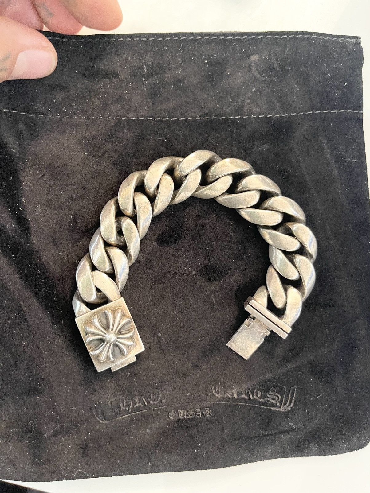 image of Chrome Hearts XL Cuban Bracelet Solid Silver, Men's