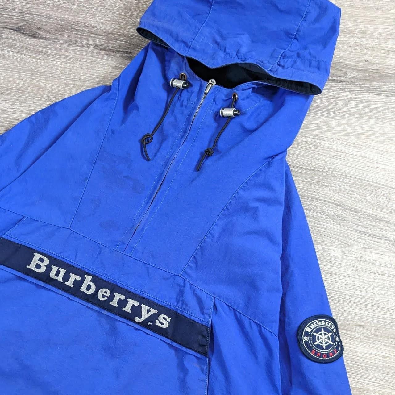 Vintage Burberrys prorsum trench long jacket hoddie style Bombers windbreaker offers jacket blue medium size