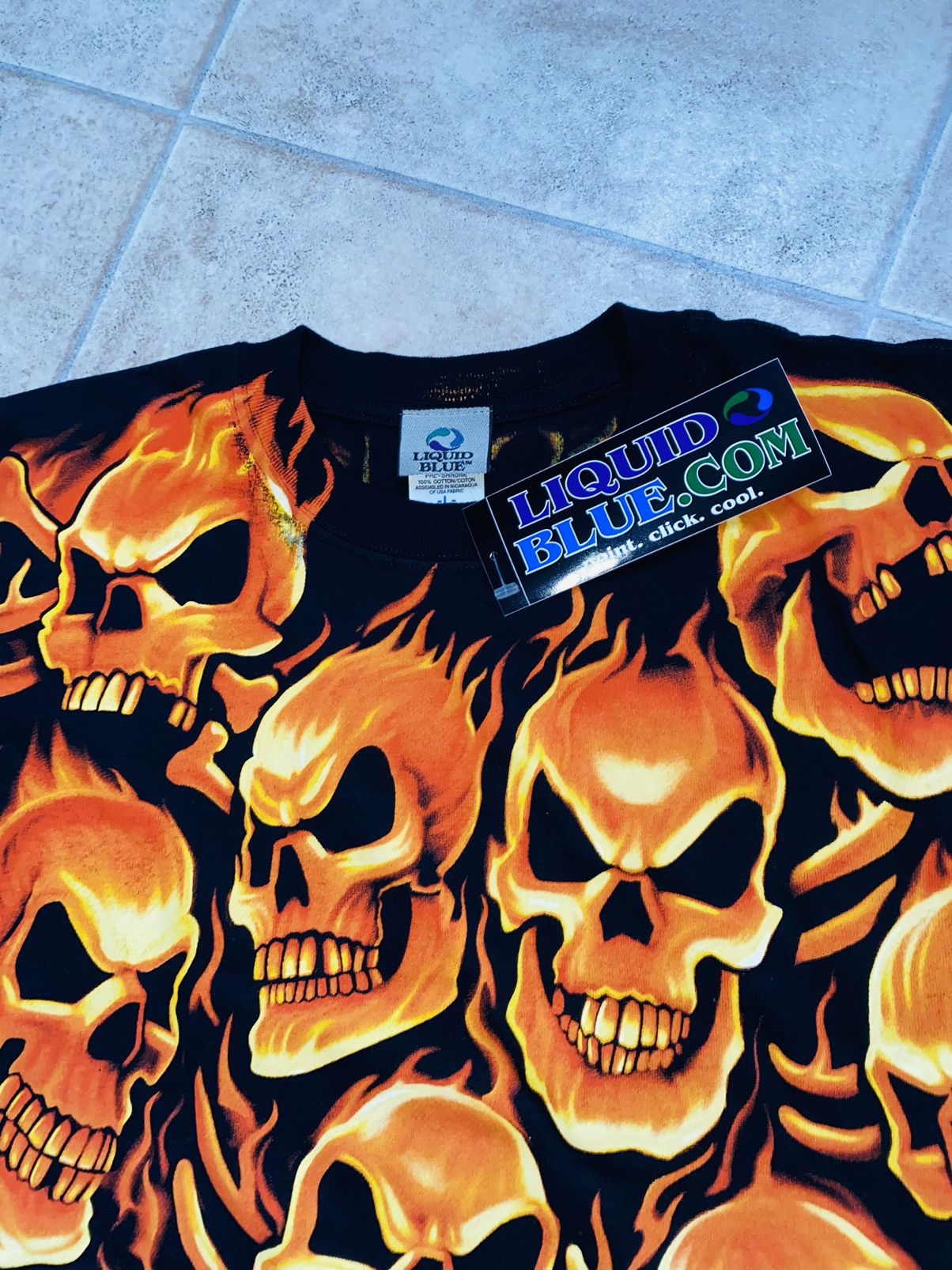 Liquid Blue Flame Skull L 2006 Glow In Dark Size US L / EU 52-54 / 3 - 4 Thumbnail
