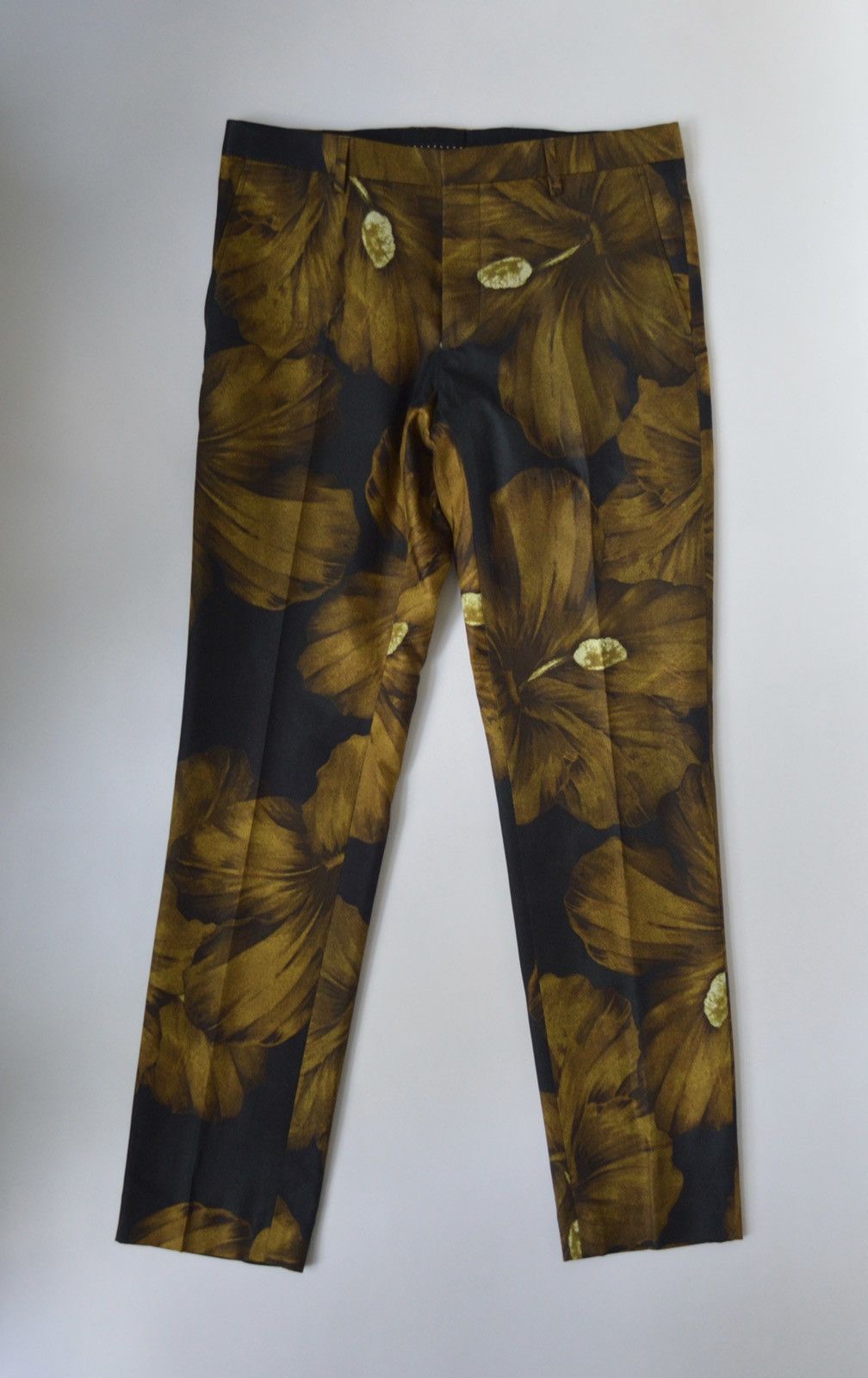 Dries Van Noten S/S 20 Hibiscus Print Satin Trousers Size US 34 / EU 50 - 1 Thumbnail