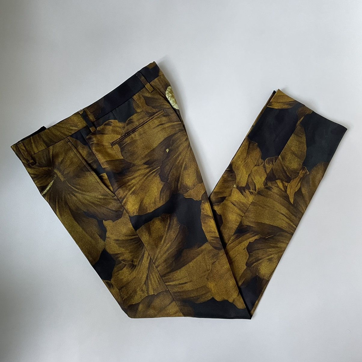 Dries Van Noten S/S 20 Hibiscus Print Satin Trousers Size US 34 / EU 50 - 7 Thumbnail
