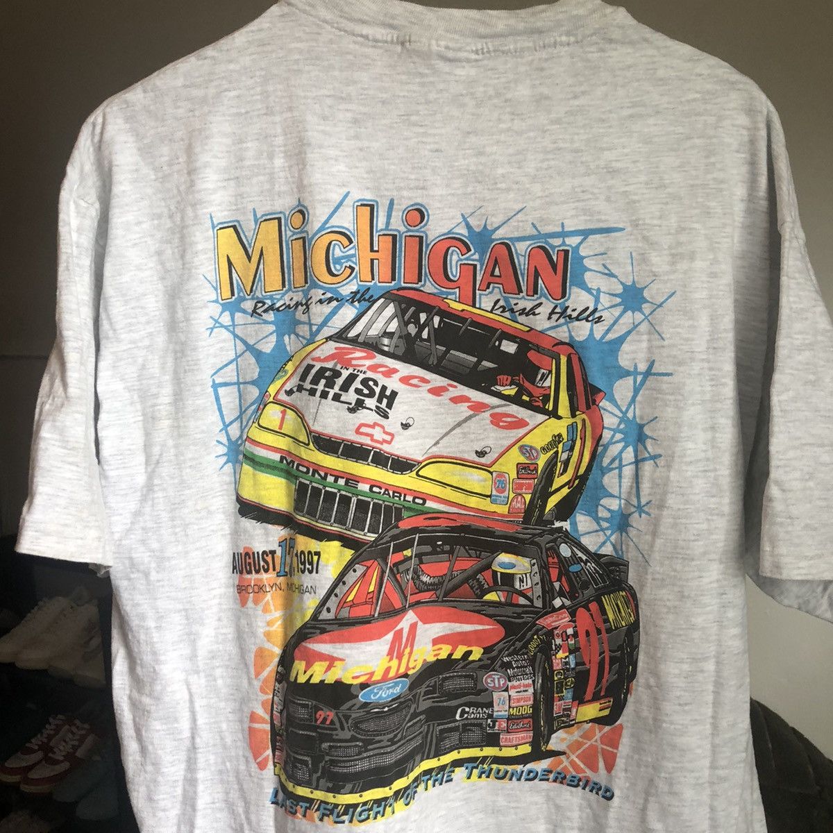 NASCAR Vintage 90s 1997 NASCAR Michigan Racing Graphic Logo Tee Size US XL / EU 56 / 4 - 1 Thumbnail