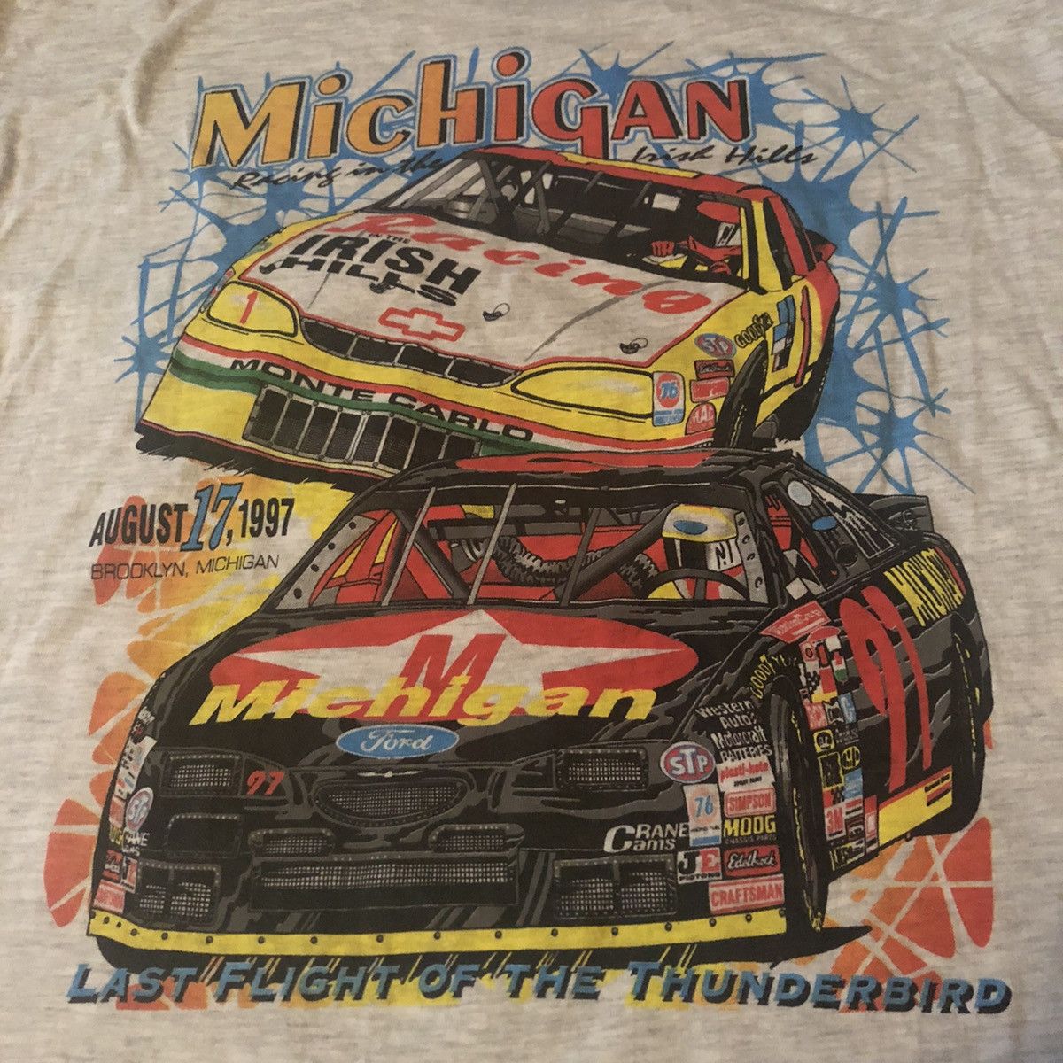 NASCAR Vintage 90s 1997 NASCAR Michigan Racing Graphic Logo Tee Size US XL / EU 56 / 4 - 5 Thumbnail