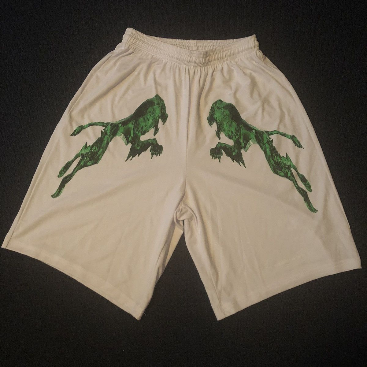 Pre-owned Drain Gang X Sad Boys Bladee Drain Gang Dg The Fool White Green Lion Shorts Small
