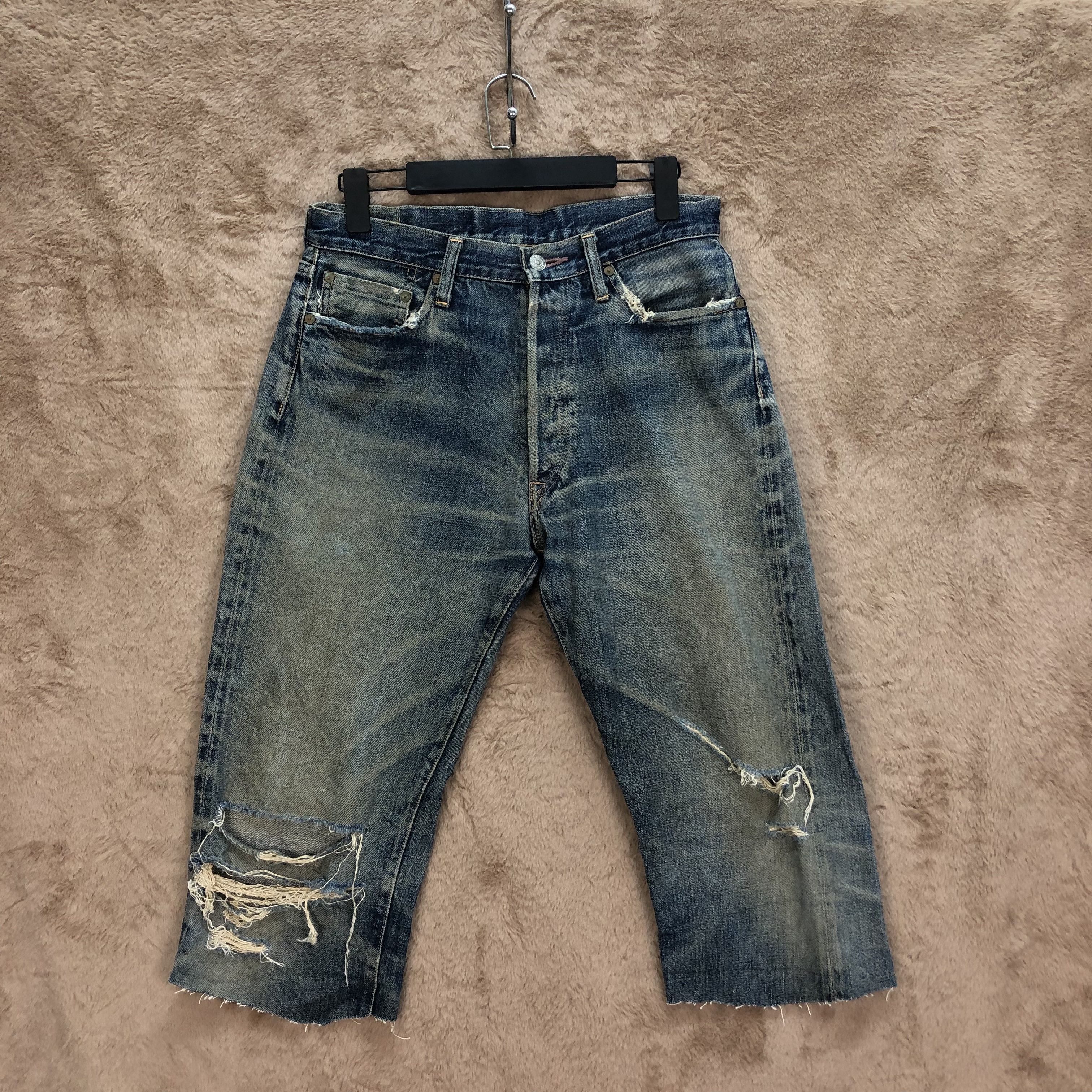 Denime TRASHED🔥 DENIME Selvedge Cutoff Rusty Denim Shorts #5064-22 Size US 30 / EU 46 - 1 Thumbnail