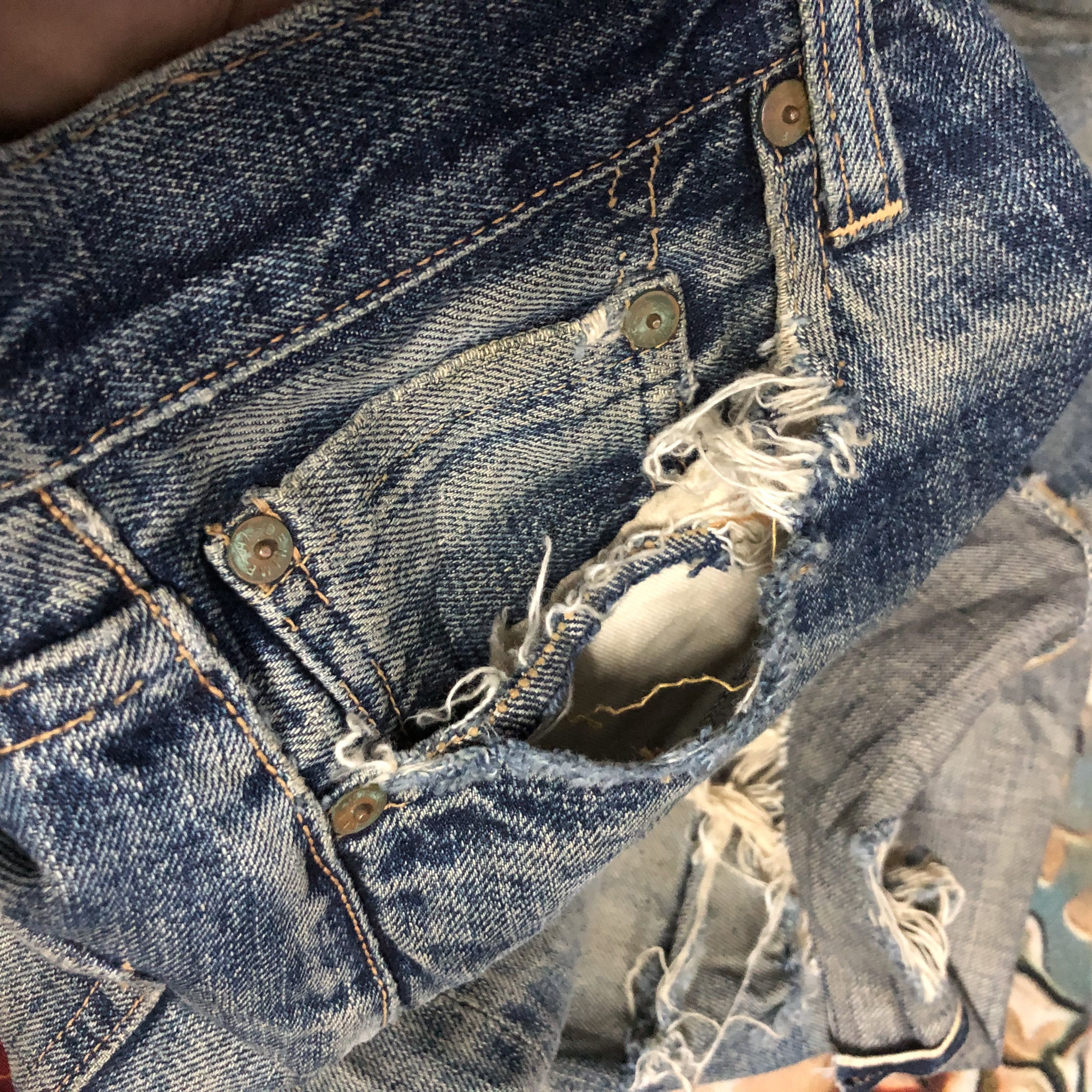 Denime TRASHED🔥 DENIME Selvedge Cutoff Rusty Denim Shorts #5064-22 Size US 30 / EU 46 - 4 Thumbnail