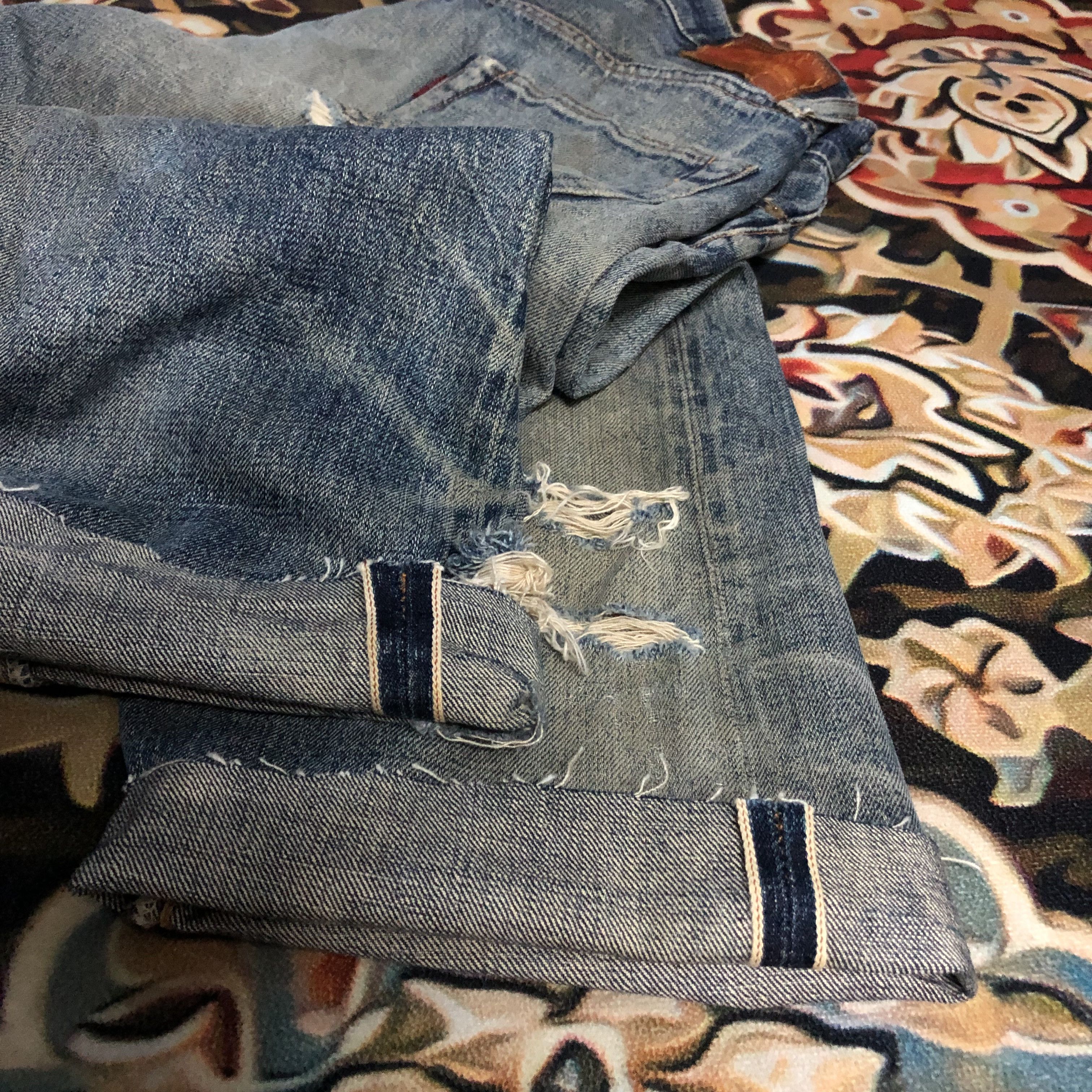 Denime TRASHED🔥 DENIME Selvedge Cutoff Rusty Denim Shorts #5064-22 Size US 30 / EU 46 - 18 Thumbnail